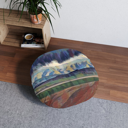 Tufted Floor Pillow, Round ... On-The-Prairie .. "The Storm Is Brewing" ... Central Idaho: November 2023 ... Original Works  ...