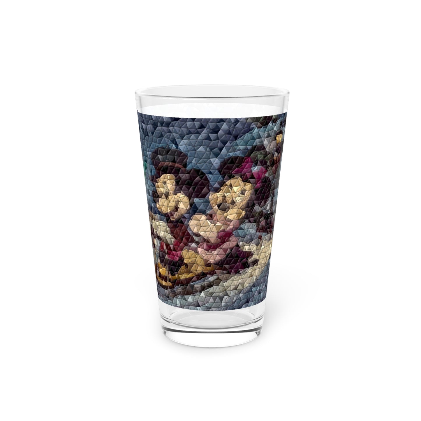 Pint Glass, 16oz ... Mickey_N_Minnie Mouse & Pluto ... "A Winter Sleigh Ride" ... Original Works. Winter 2023 ...