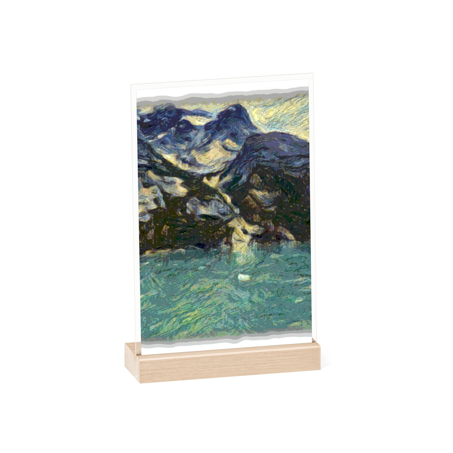 Acrylic Sign with Wooden Stand ... Tracy Arm Fjord ... South Of Skagway, Alaska ... Summer: June 2024 ... Original Works ...