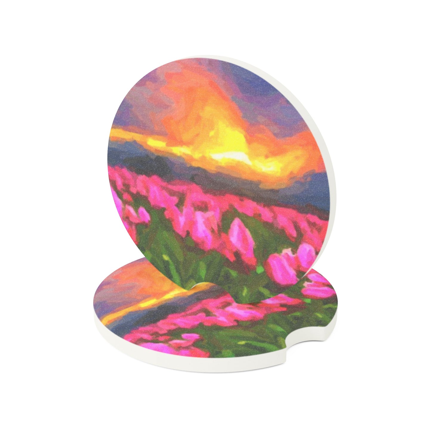 Soapstone Car Coaster ... Skagit Valley Tulips ... Skagit Valley, Washington ... Family Archives ... Original Works ... Circa 1980's ...