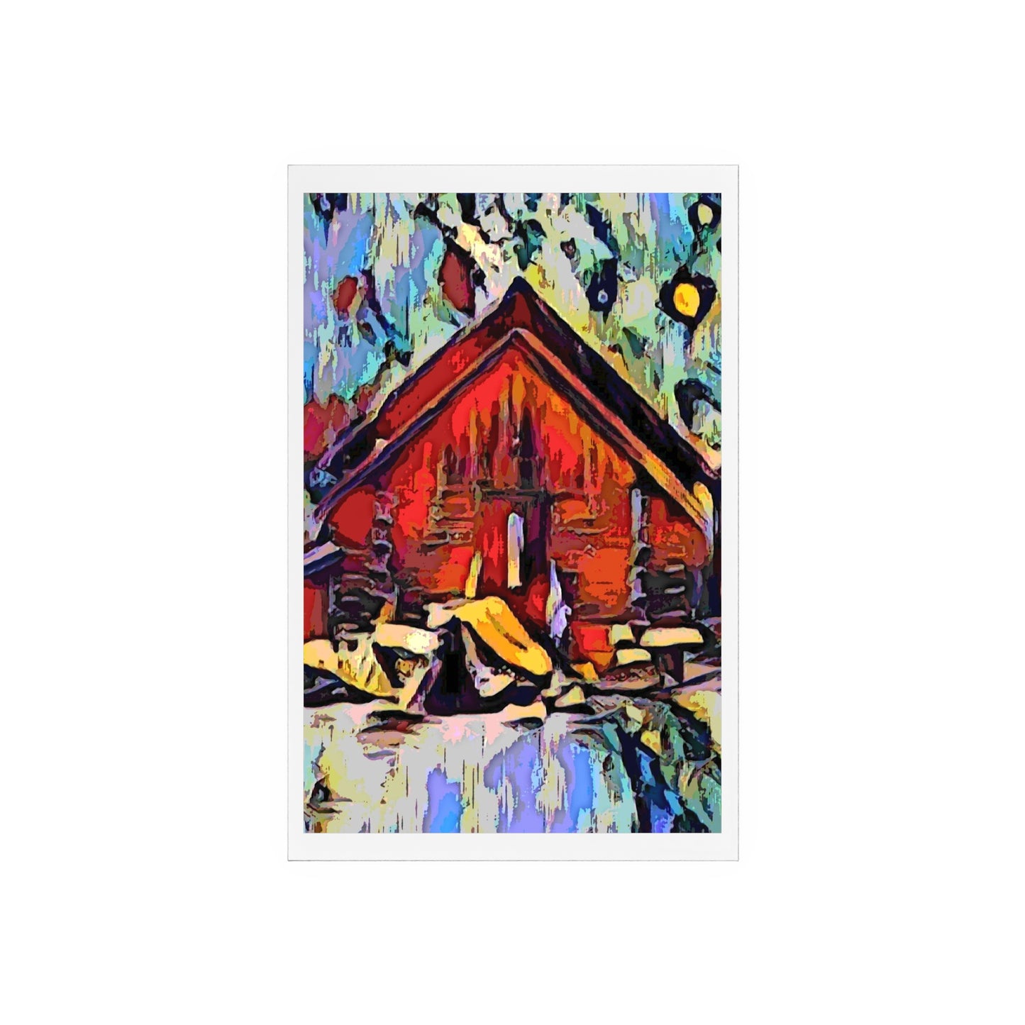 Acrylic Sign with Wooden Stand ... A Very Abstract "Mountain Winter Scene" ... Original Works. Copyright Phot's Photo_LODA: Les Objets D'Art. December 2023 ...