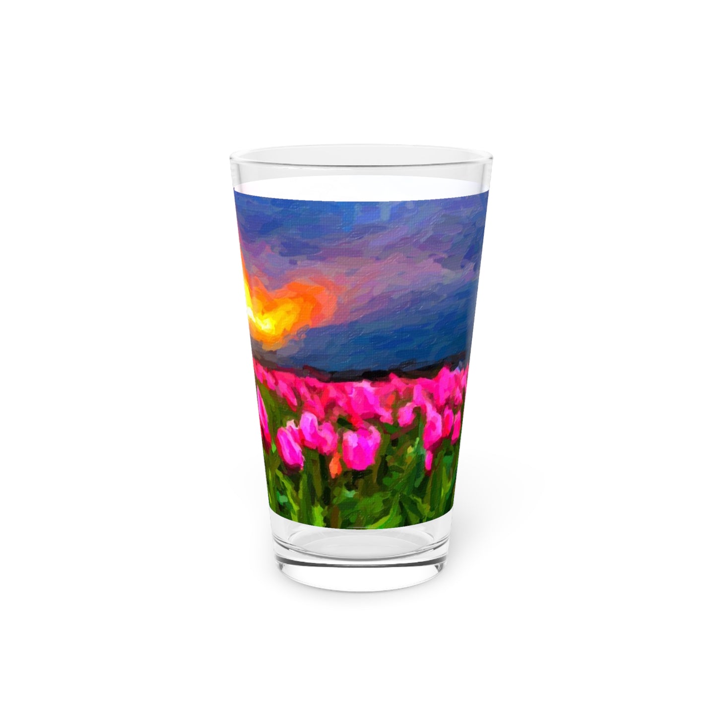 Pint Glass, 16oz ... Skagit Valley Tulips ... Skagit Valley, Washington ... Family Archives ... Original Works ... Circa 1980's ...