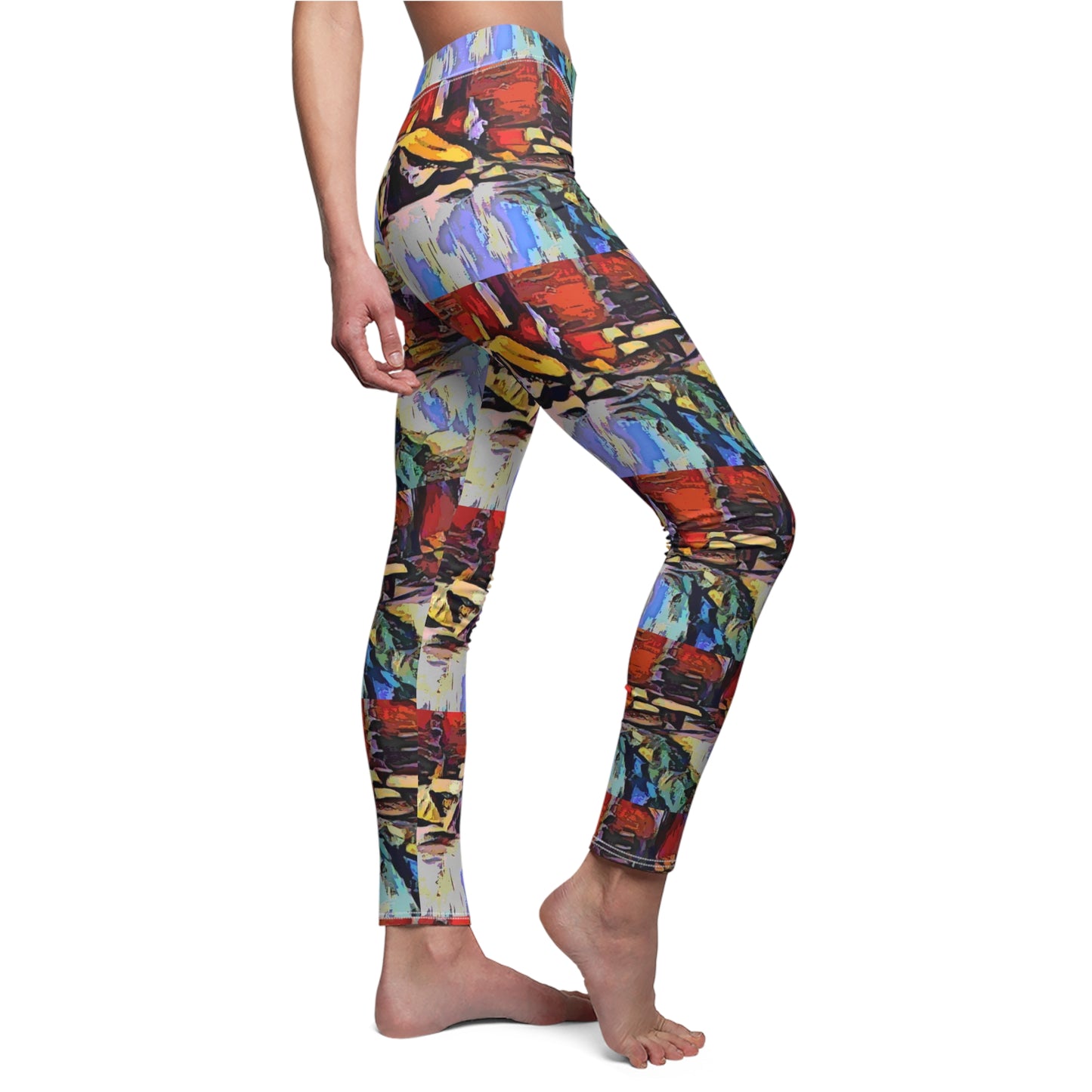 Women's Cut & Sew Casual Leggings (AOP) ... A Very Abstract "Mountain Winter Scene" ... Original Works. Copyright Phot's Photo_LODA: Les Objets D'Art. December 2023 ...