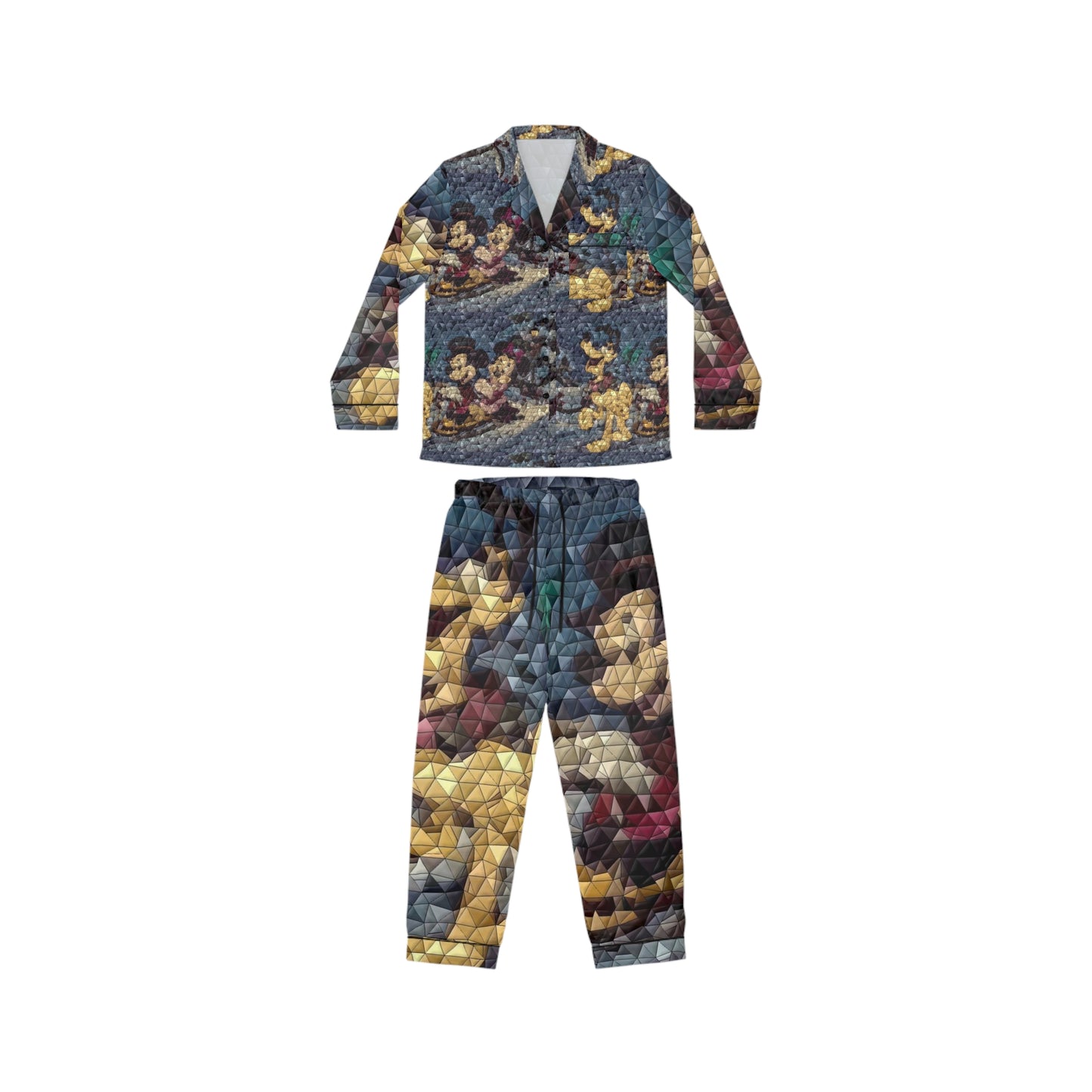 Women's Satin Pajamas (AOP) ... Mickey_N_Minnie Mouse & Pluto ... "A Winter Sleigh Ride" ... Original Works. Winter 2023 ...