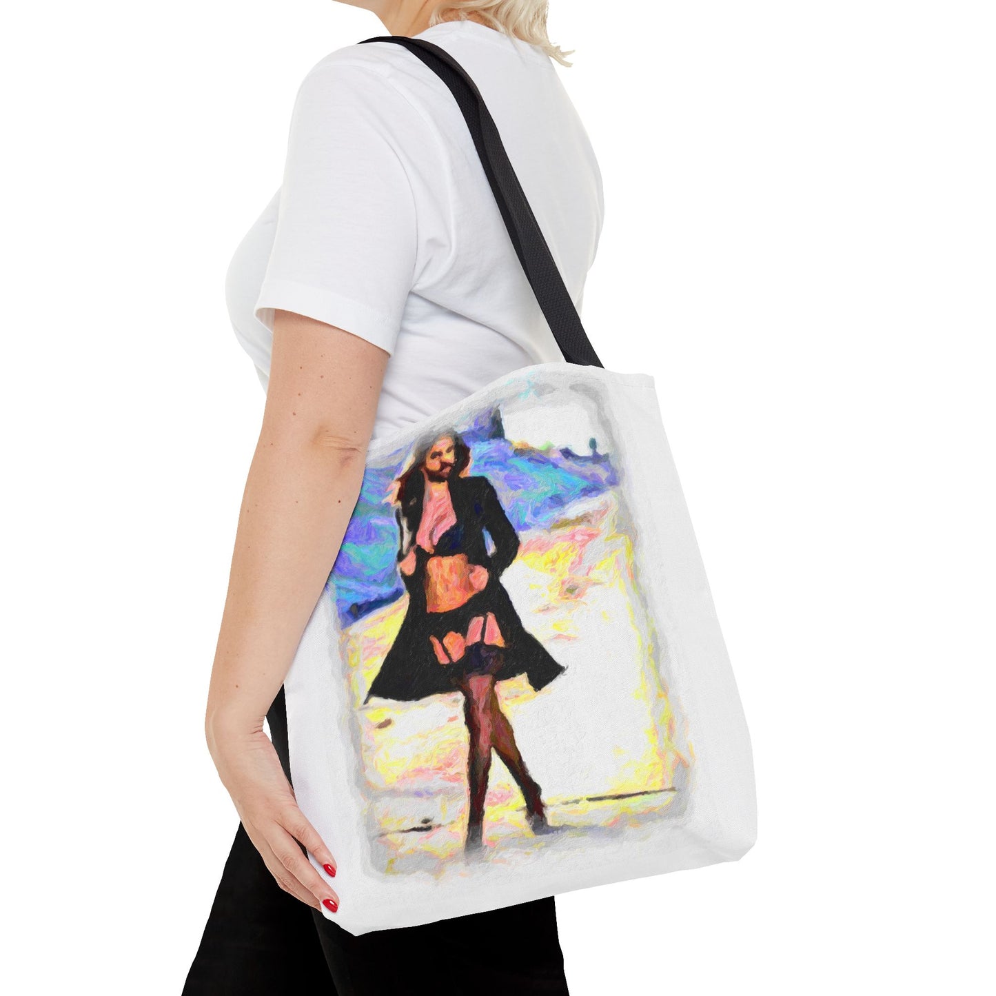 Tote Bag (AOP) ... The Low Spark of High_HEELED_Boys ... 'Garterbelt & Bra Inclusive!' ... Original Works ...