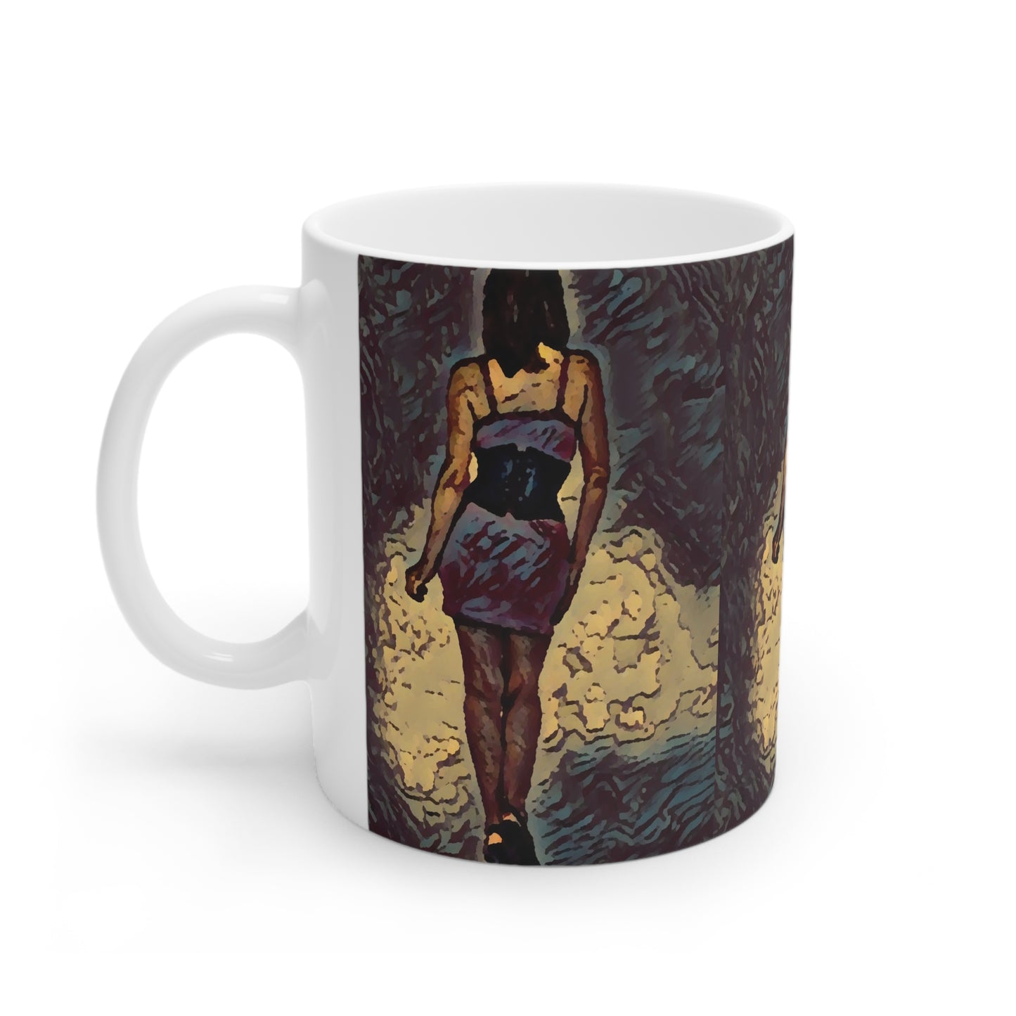 White Ceramic Mug, 11oz and 15oz ...  I'll Walk 'A-Hundred-Miles' In Stilettos ... Original Works ... June 2023. Central Idaho, USA ...