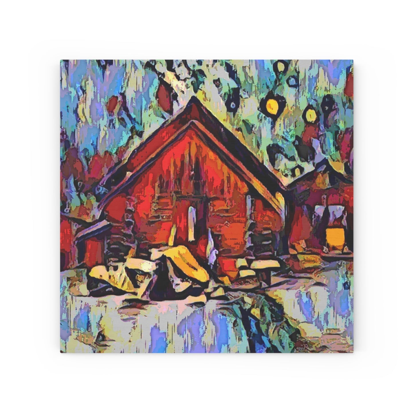 Wood Canvas ... A Very Abstract "Mountain Winter Scene" ... Original Works. Copyright Phot's Photo_LODA: Les Objets D'Art. December 2023 ...