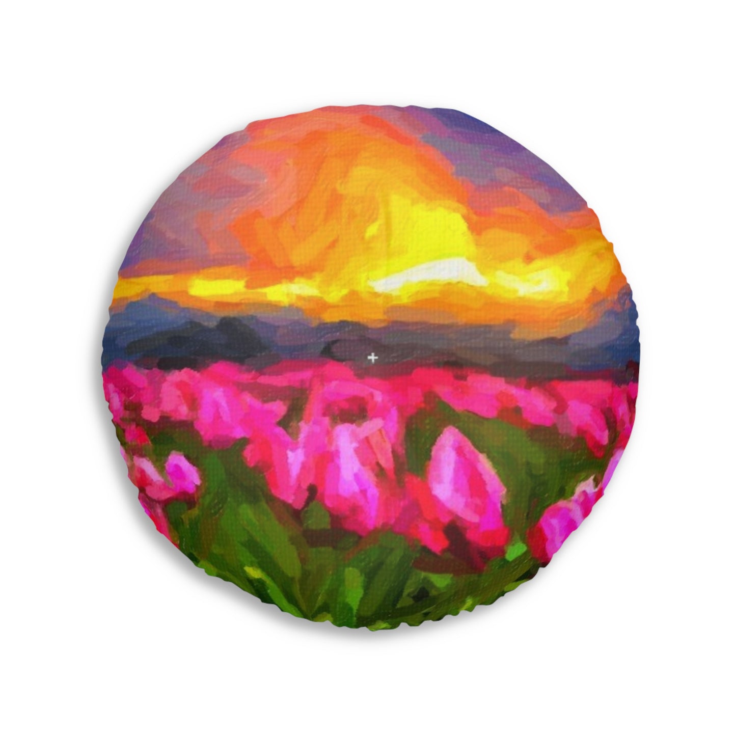 Tufted Floor Pillow, Round ... Skagit Valley Tulips ... Skagit Valley, Washington ... Family Archives ... Original Works ... Circa 1980's ...