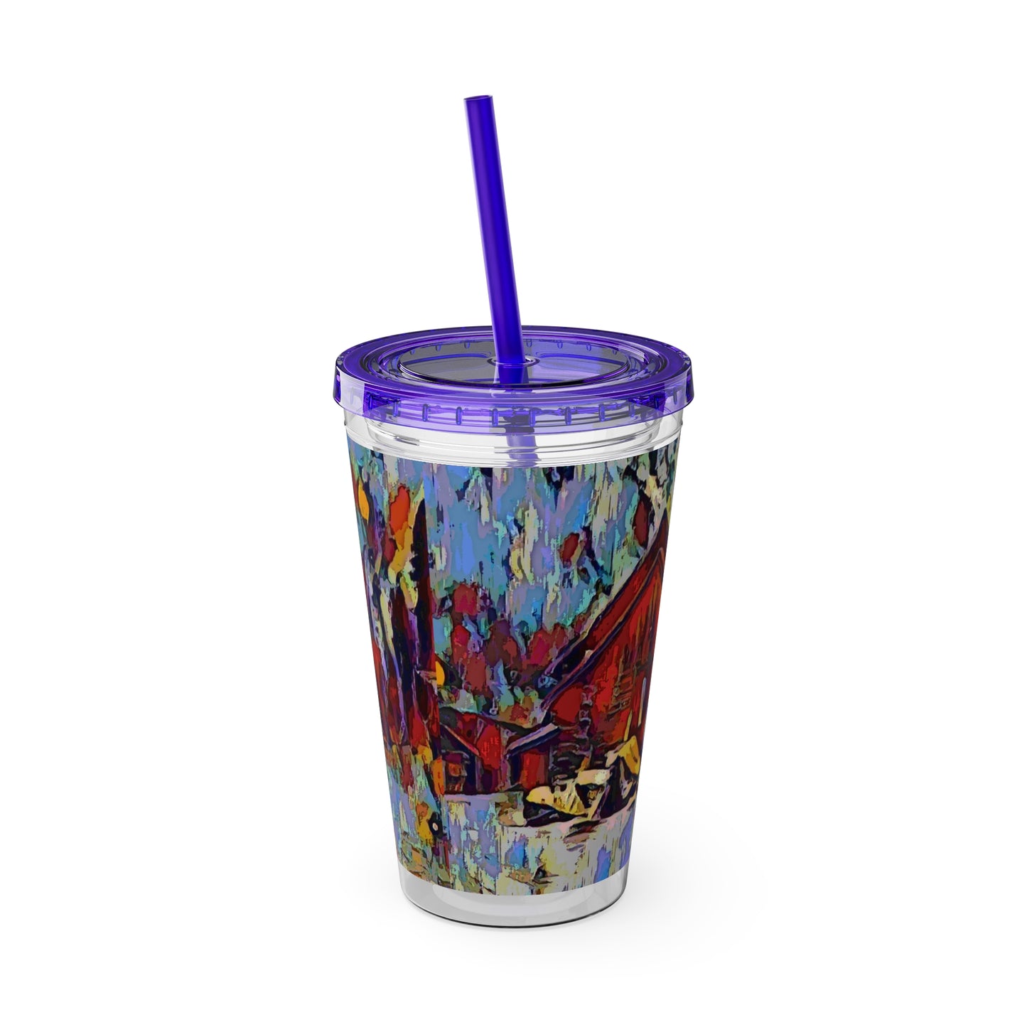 Sunsplash Tumbler with Straw, 16oz ... A Very Abstract "Mountain Winter Scene" ... Original Works. Copyright Phot's Photo_LODA: Les Objets D'Art. December 2023 ...
