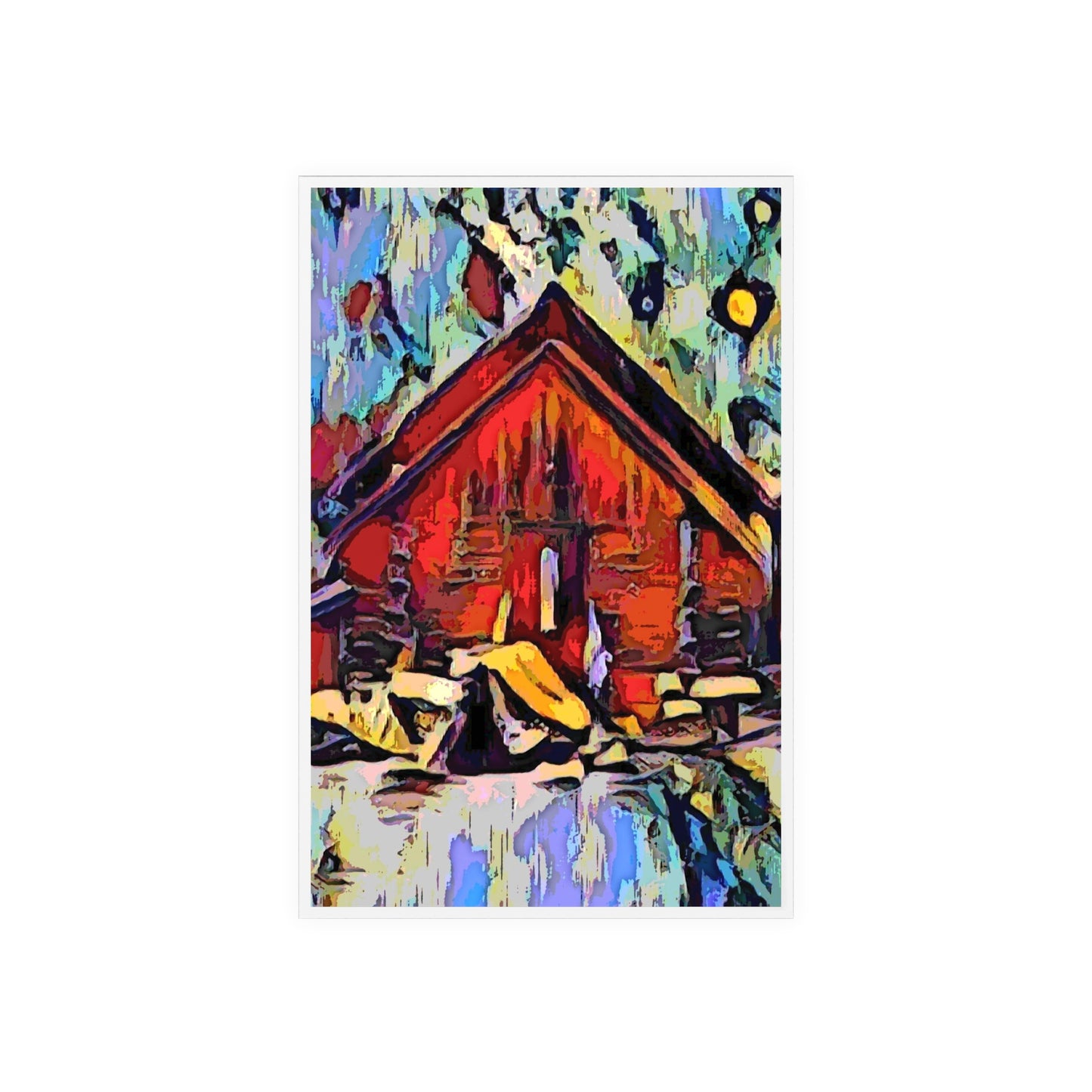 Acrylic Sign with Wooden Stand ... A Very Abstract "Mountain Winter Scene" ... Original Works. Copyright Phot's Photo_LODA: Les Objets D'Art. December 2023 ...