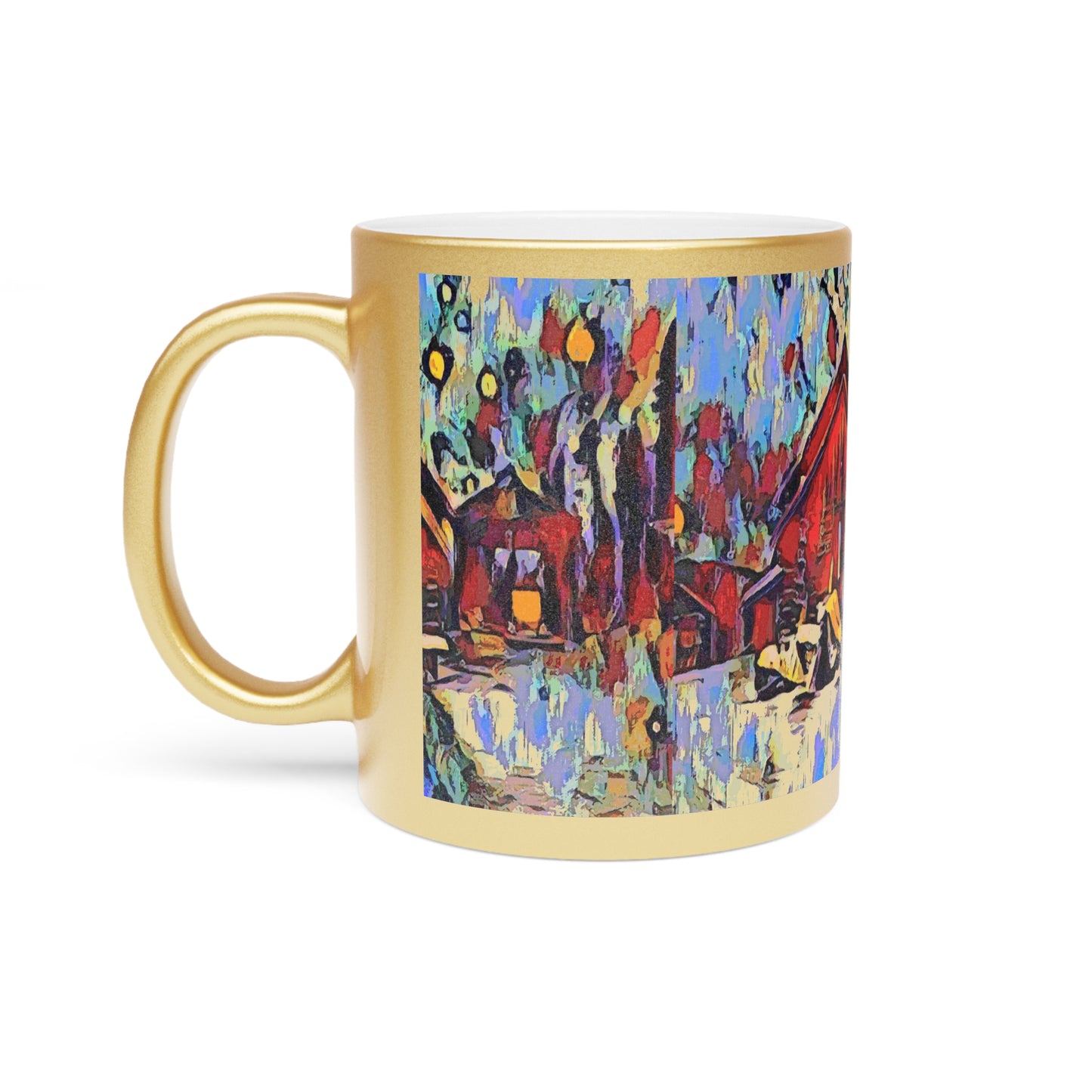 Metallic Mug (Silver\Gold) ... A Very Abstract "Mountain Winter Scene" ... Original Works. Copyright Phot's Photo_LODA: Les Objets D'Art. December 2023 ...