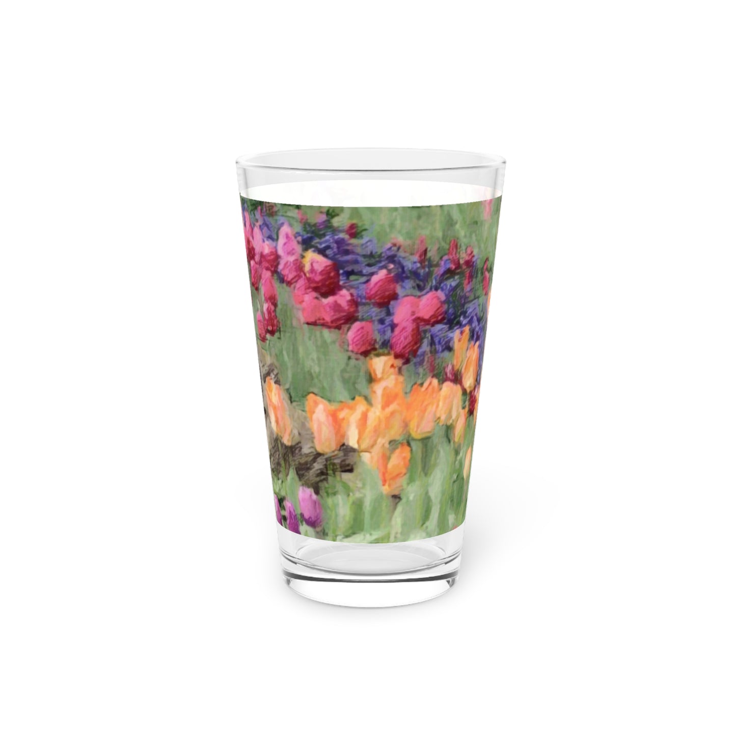 Pint Glass, 16oz ... Skagit Valley Tulips ... Skagit Valley, Washington ... Family Archives ... Original Works ... Circa 1980's ...