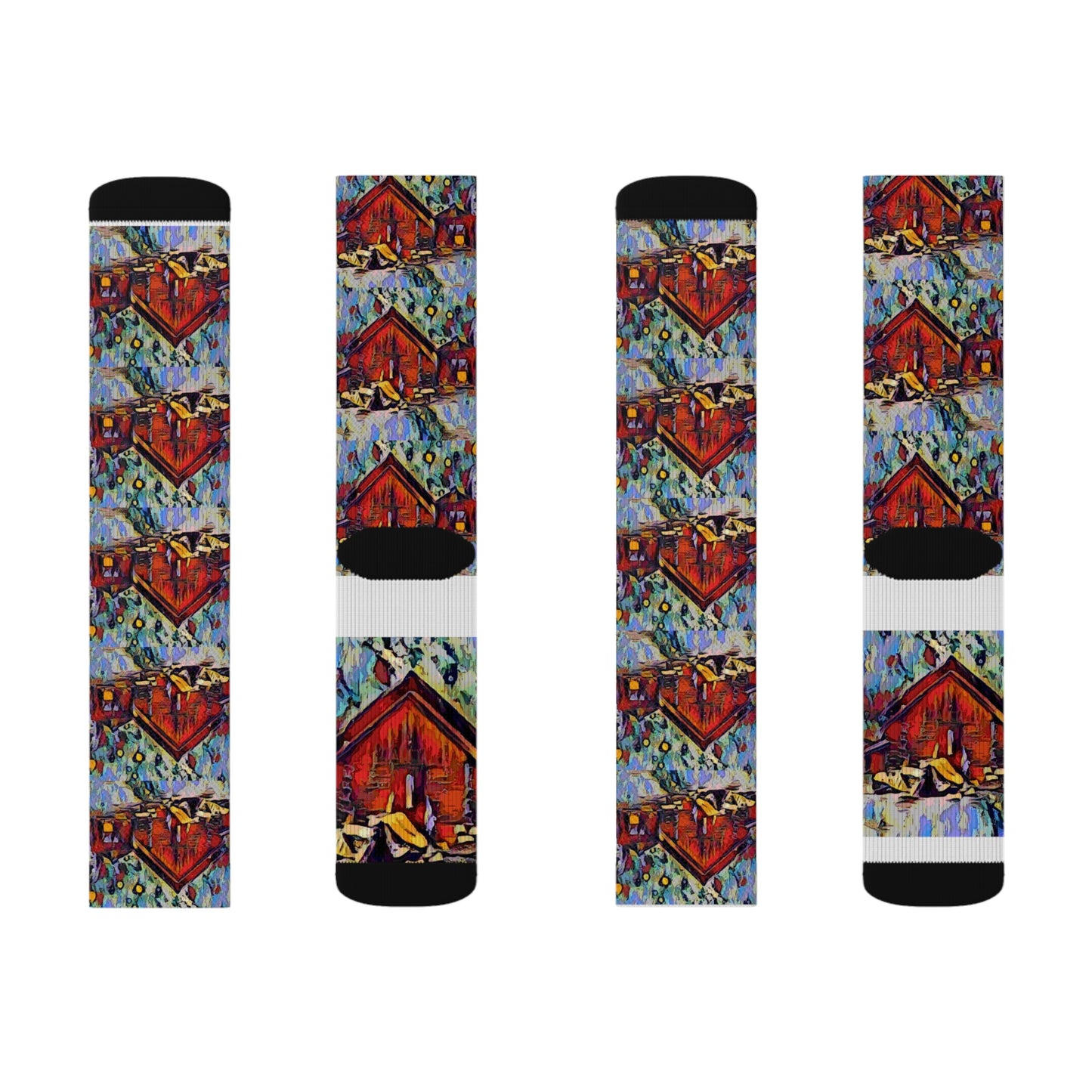 Sublimation Socks ... A Very Abstract "Mountain Winter Scene" ... Original Works. Copyright Phot's Photo_LODA: Les Objets D'Art. December 2023 ...