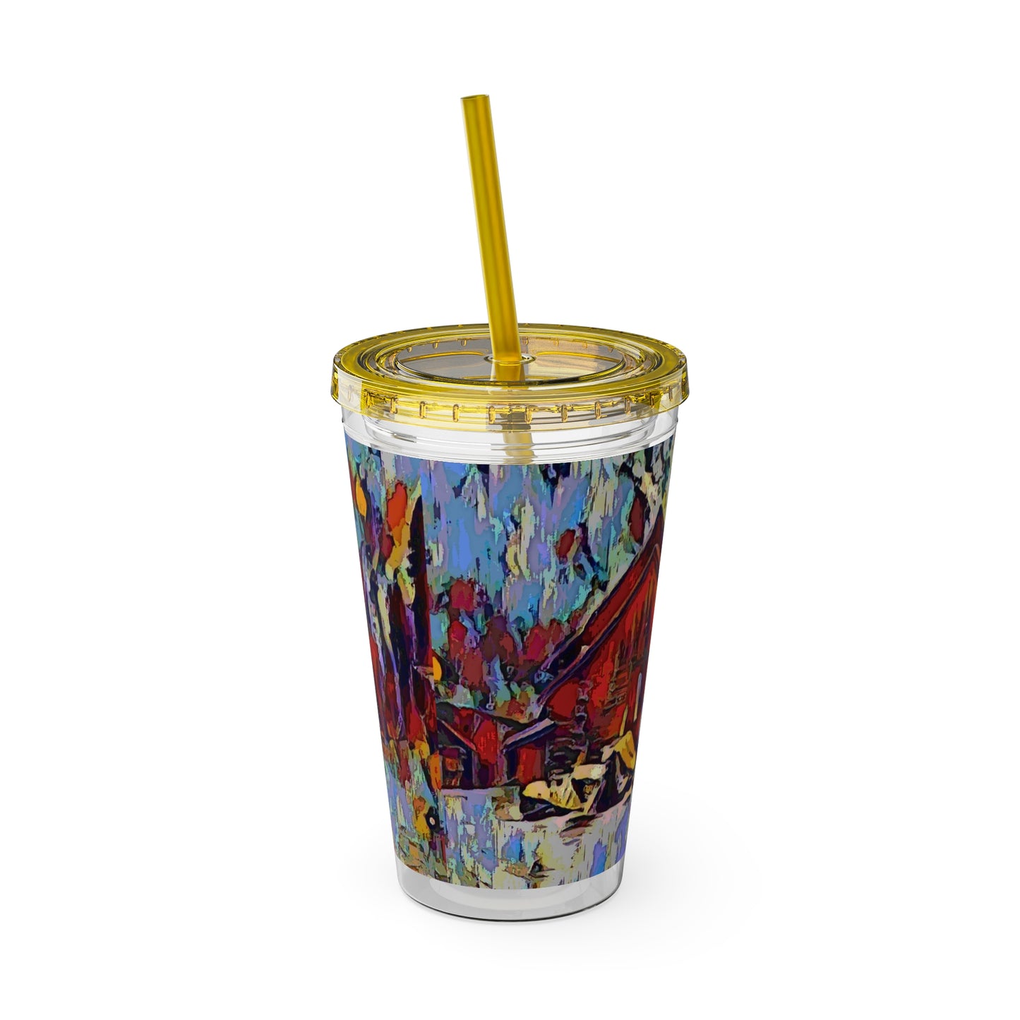 Sunsplash Tumbler with Straw, 16oz ... A Very Abstract "Mountain Winter Scene" ... Original Works. Copyright Phot's Photo_LODA: Les Objets D'Art. December 2023 ...