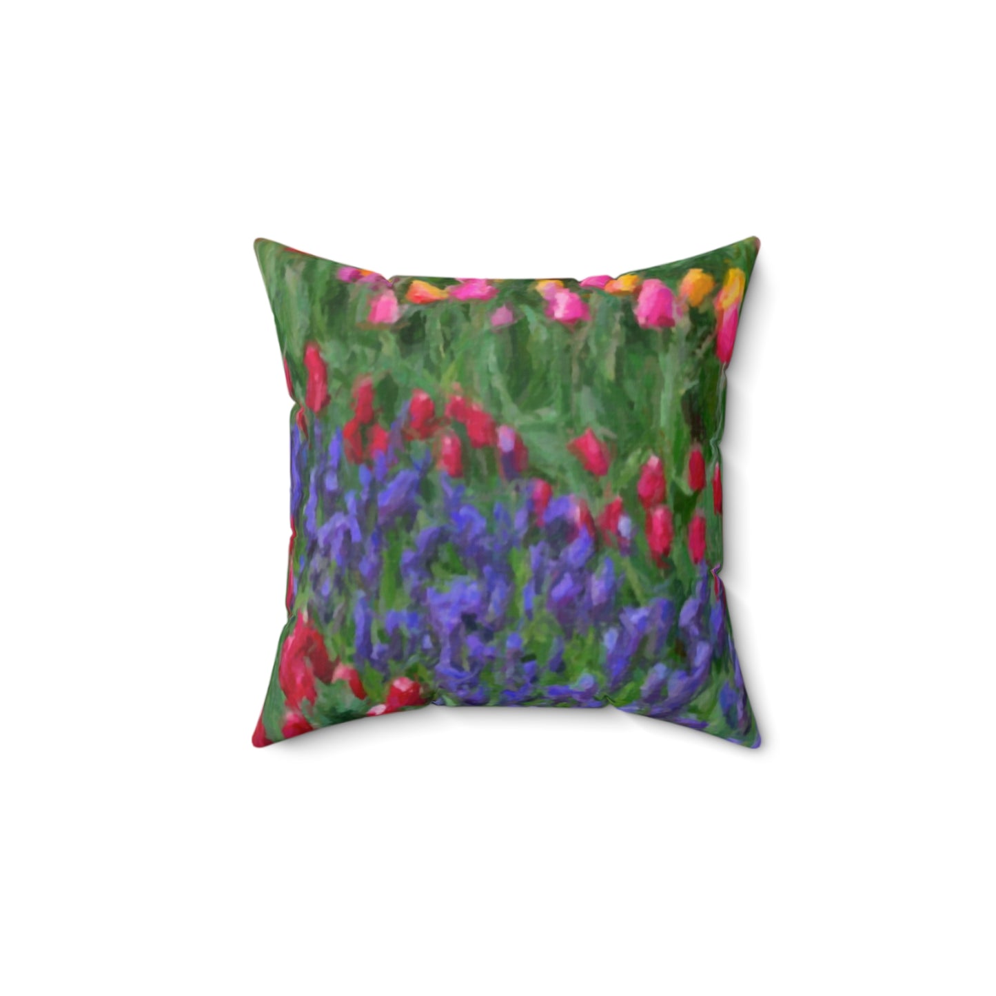 Spun Polyester Square Pillow ...Skagit Valley Tulips ... Skagit Valley, Washington ... Family Archives ... Original Works ... Circa 1980's ...