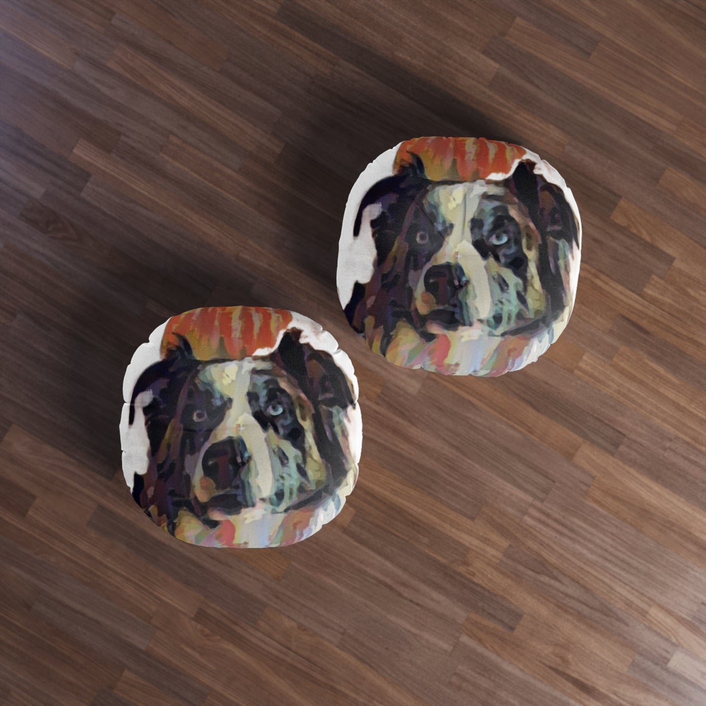 Tufted Floor Pillow, Round ... Ozzy-Hippensteel ... "Don't Cry Now ... Dry-Your-Eyes ... On-The-Wind". Original Works. May 2023.