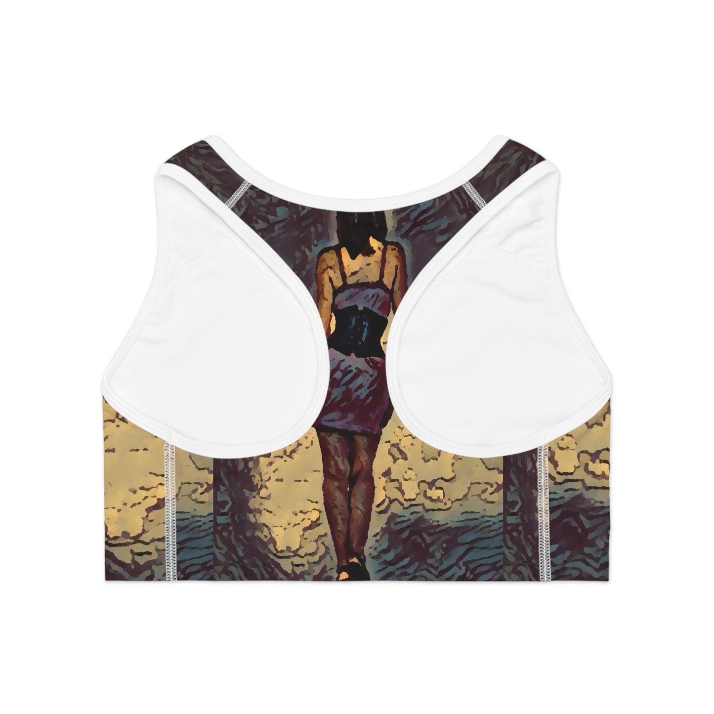 Sports Bra (AOP) ...  I'll Walk 'A-Hundred-Miles' In Stilettos ... Original Works ... June 2023. Central Idaho, USA ...