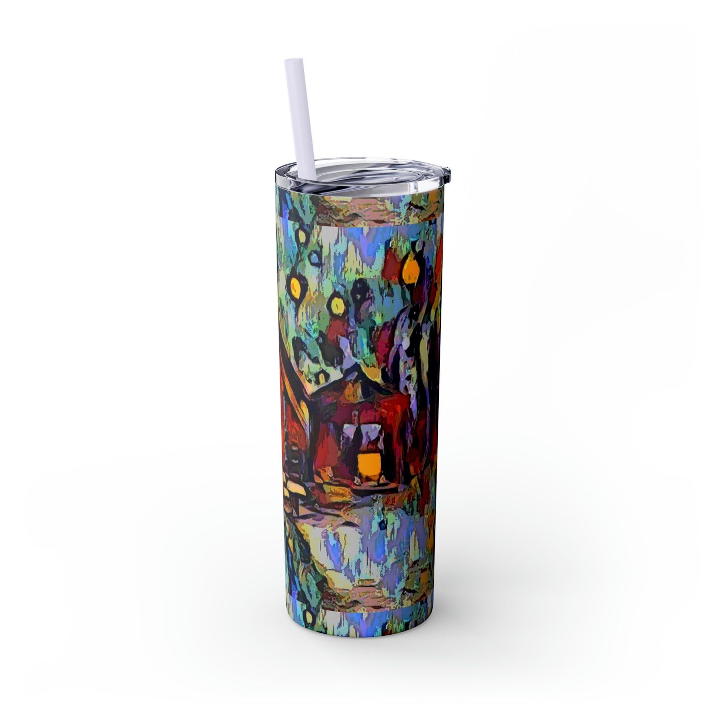 Skinny Tumbler with Straw, 20oz ... A Very Abstract "Mountain Winter Scene" ... Original Works. Copyright Phot's Photo_LODA: Les Objets D'Art. December 2023 ...