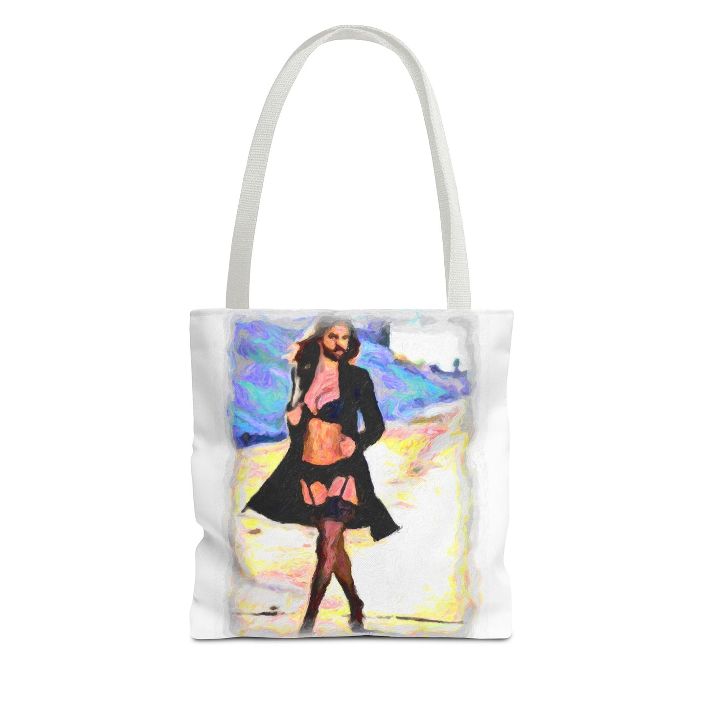 Tote Bag (AOP) ... The Low Spark of High_HEELED_Boys ... 'Garterbelt & Bra Inclusive!' ... Original Works ...