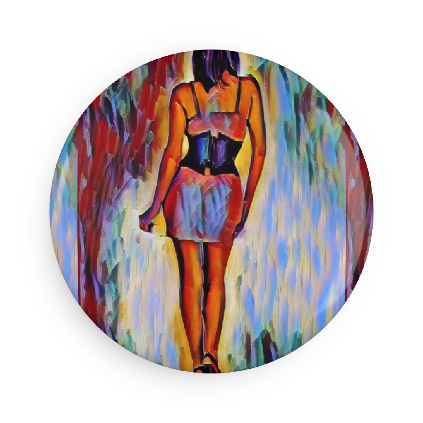Button Magnet, Round (1 & 10 pcs) ...  I'll Walk 'A-Hundred-Miles' In Stilettos ... Original Works ... June 2023. Central Idaho, USA ...