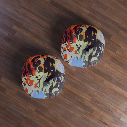 Tufted Floor Pillow, Round ... Ozzy-Hippensteel ... "Don't Cry Now ... Dry-Your-Eyes ... On-The-Wind". Original Works. May 2023.