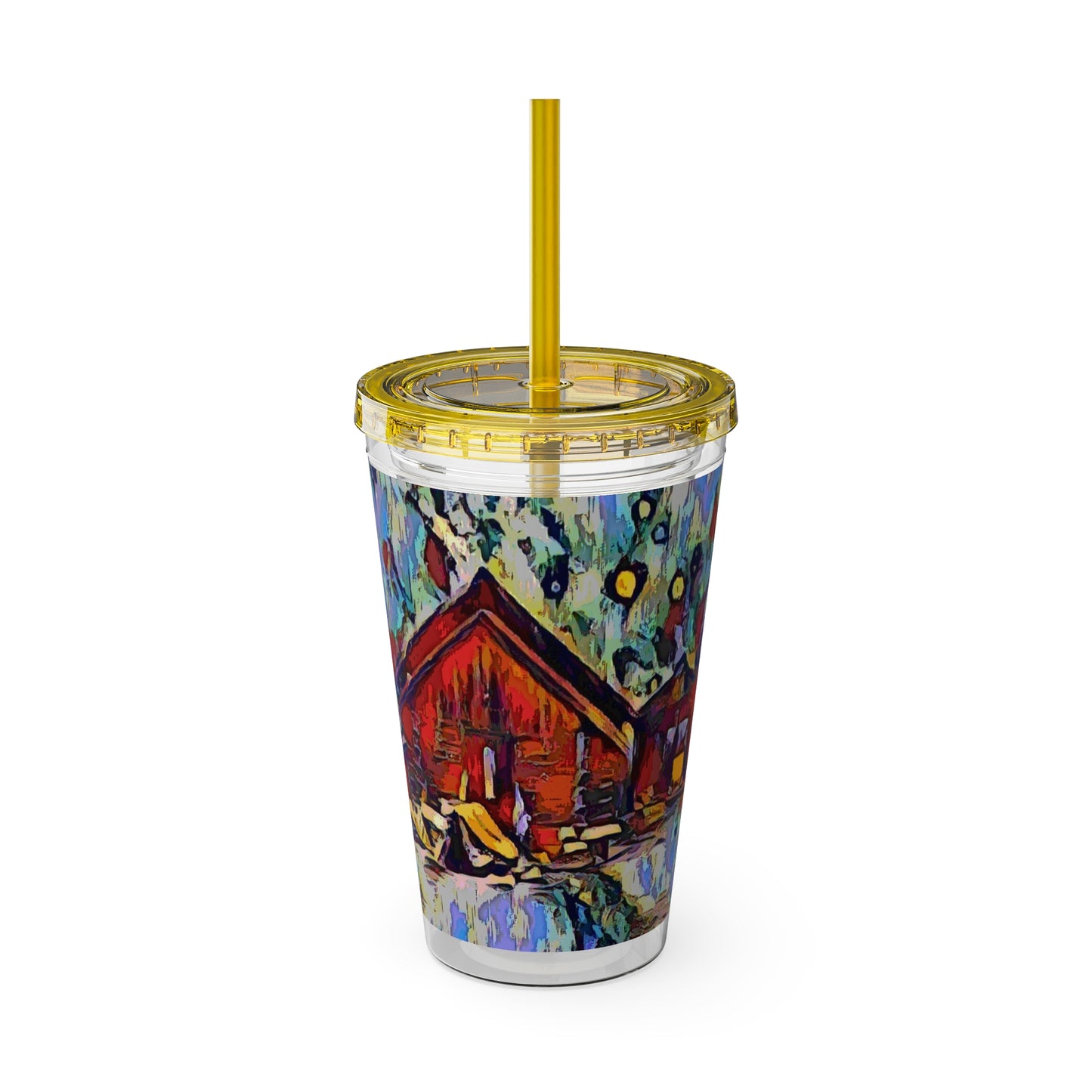 Sunsplash Tumbler with Straw, 16oz ... A Very Abstract "Mountain Winter Scene" ... Original Works. Copyright Phot's Photo_LODA: Les Objets D'Art. December 2023 ...