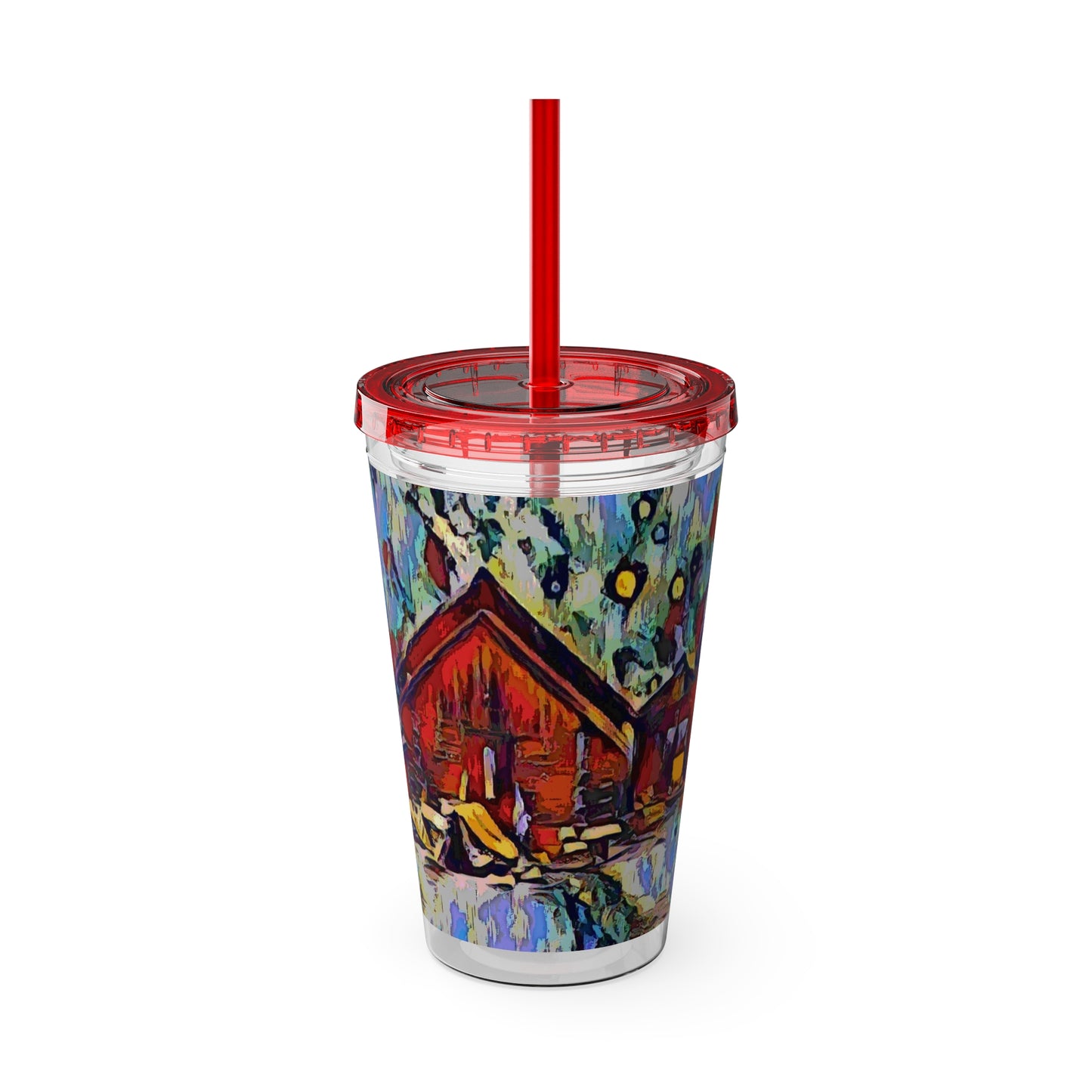 Sunsplash Tumbler with Straw, 16oz ... A Very Abstract "Mountain Winter Scene" ... Original Works. Copyright Phot's Photo_LODA: Les Objets D'Art. December 2023 ...