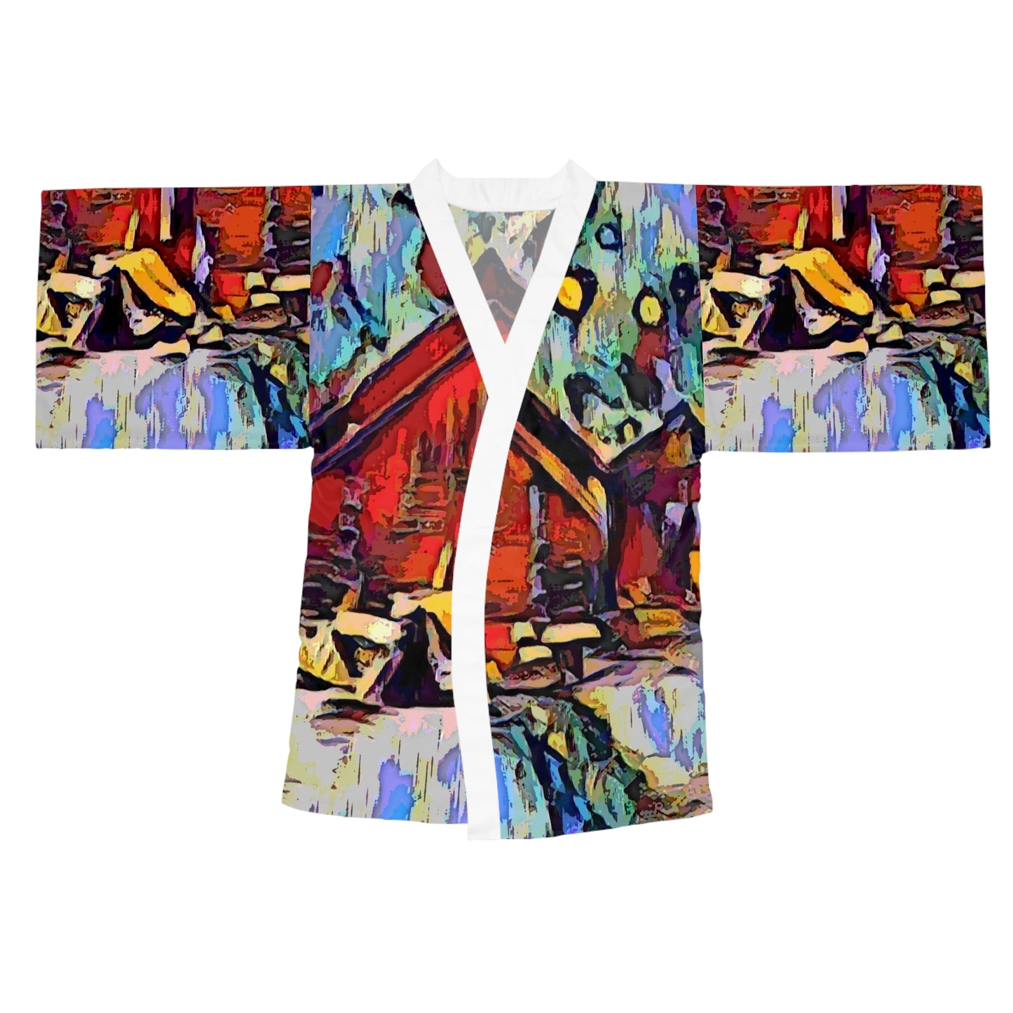 Long Sleeve Kimono Robe (AOP) ... A Very Abstract "Mountain Winter Scene" ... Original Works. Copyright Phot's Photo_LODA: Les Objets D'Art. December 2023 ...