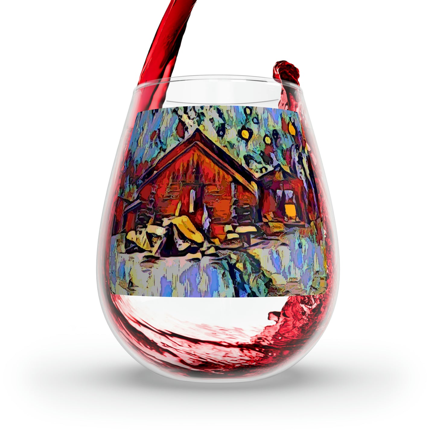 Stemless Wine Glass, 11.75oz ... A Very Abstract "Mountain Winter Scene" ... Original Works. Copyright Phot's Photo_LODA: Les Objets D'Art. December 2023 ...