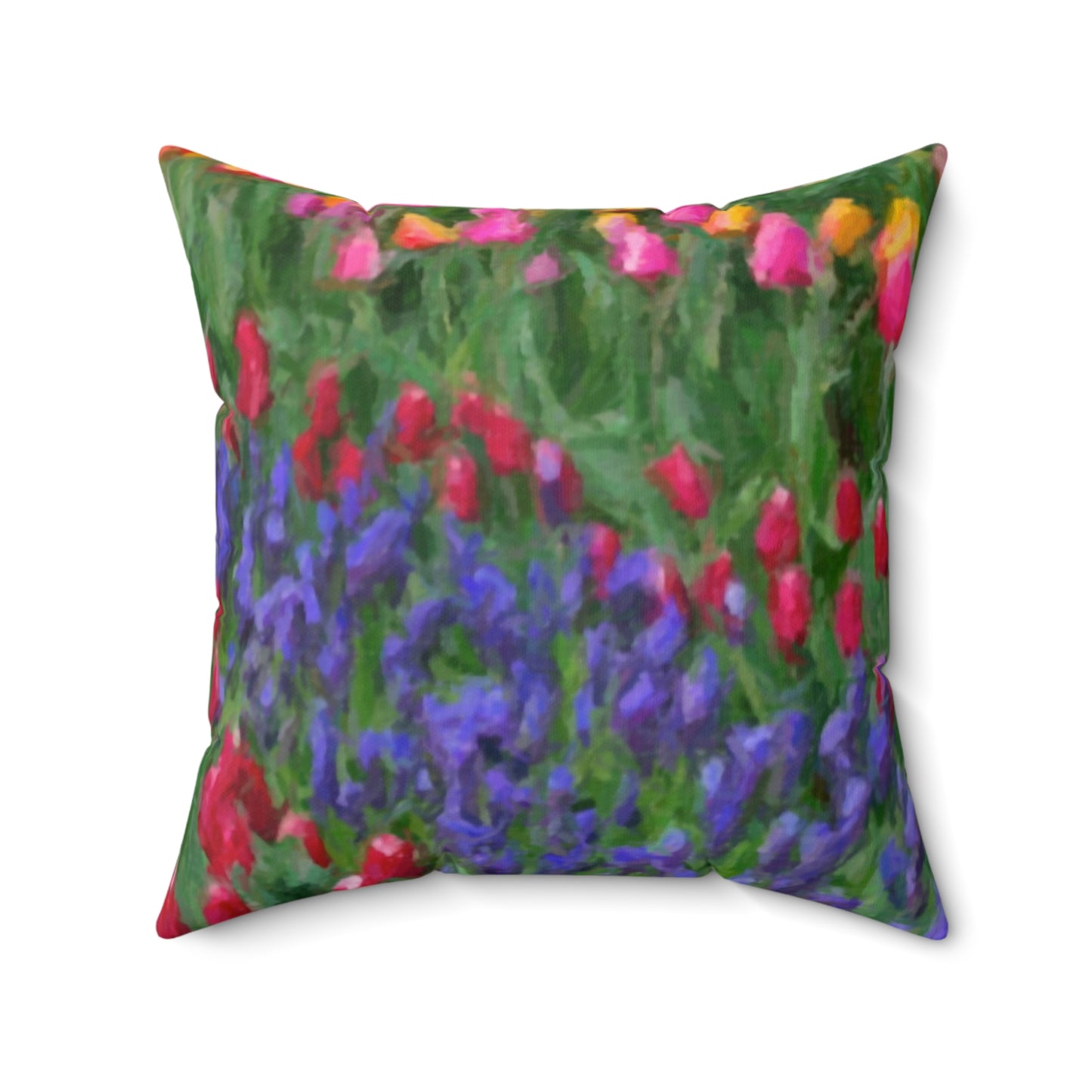 Spun Polyester Square Pillow ...Skagit Valley Tulips ... Skagit Valley, Washington ... Family Archives ... Original Works ... Circa 1980's ...