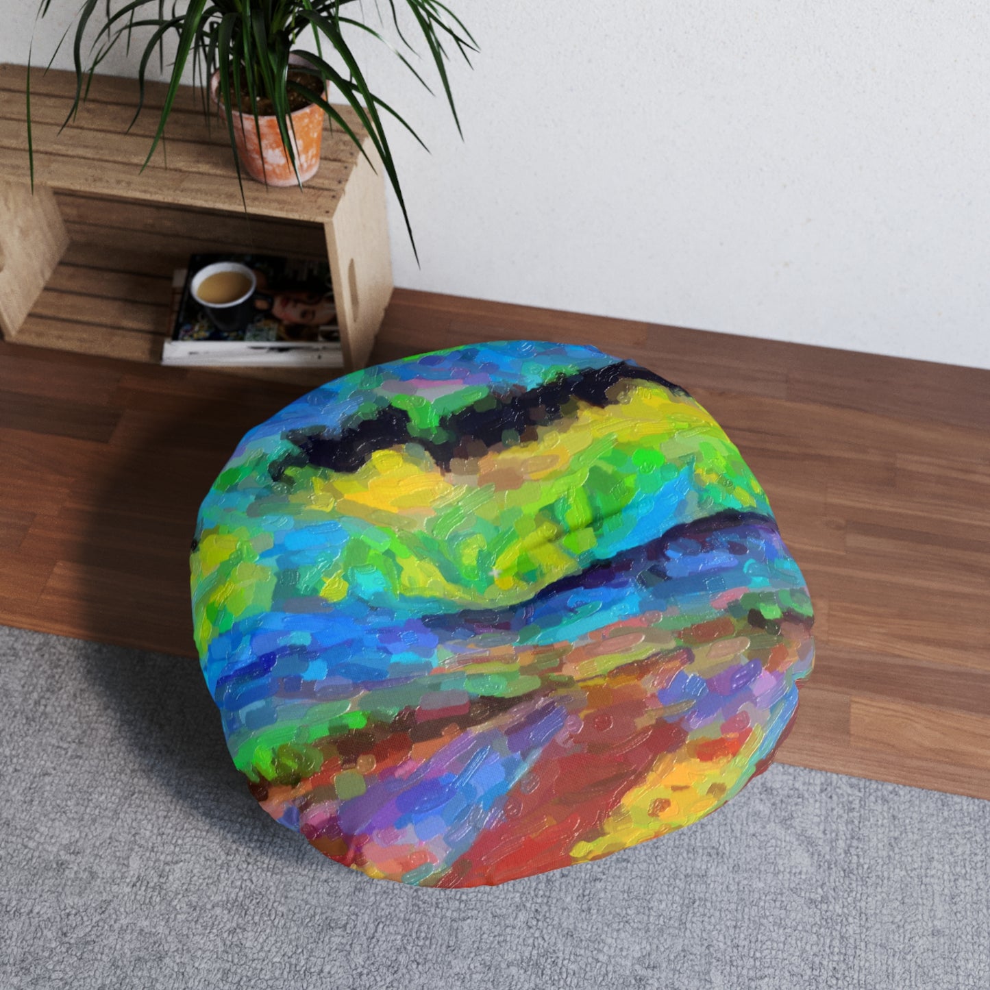 Tufted Floor Pillow, Round ... On-The-Prairie .. "The Storm Is Brewing" ... Central Idaho: November 2023 ... Original Works  ...