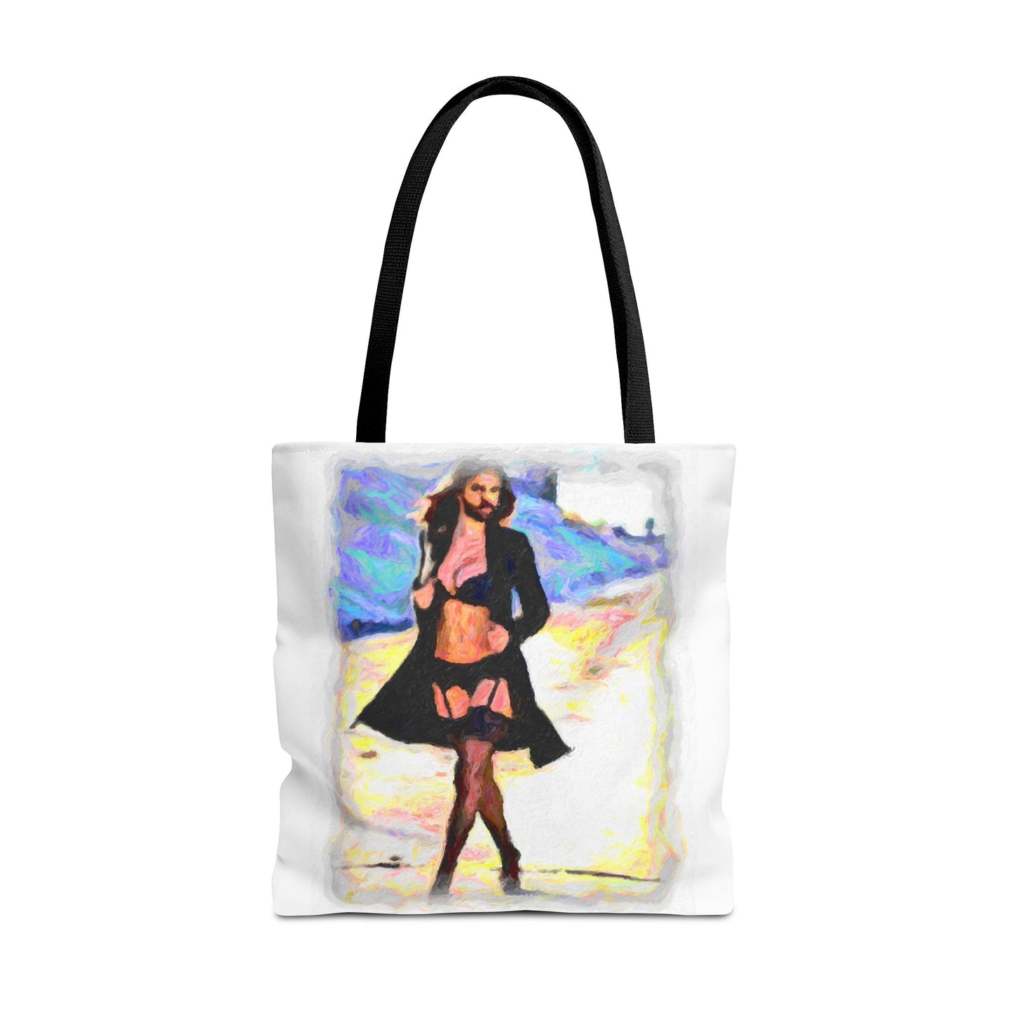 Tote Bag (AOP) ... The Low Spark of High_HEELED_Boys ... 'Garterbelt & Bra Inclusive!' ... Original Works ...