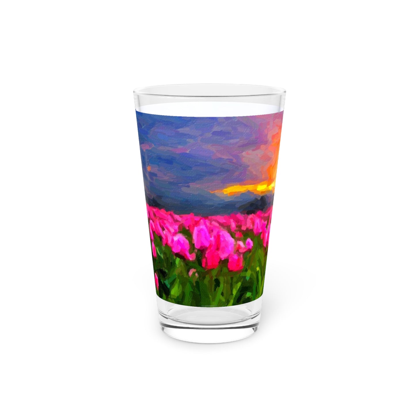 Pint Glass, 16oz ... Skagit Valley Tulips ... Skagit Valley, Washington ... Family Archives ... Original Works ... Circa 1980's ...