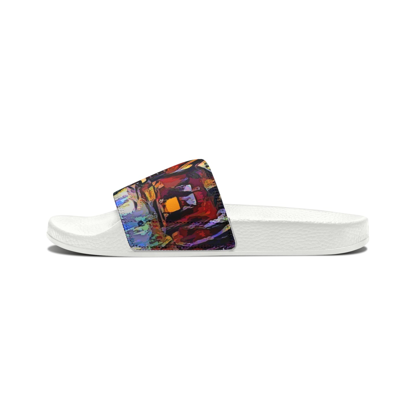 Women's PU Slide Sandals ... A Very Abstract "Mountain Winter Scene" ... Original Works. Copyright Phot's Photo_LODA: Les Objets D'Art. December 2023 ...