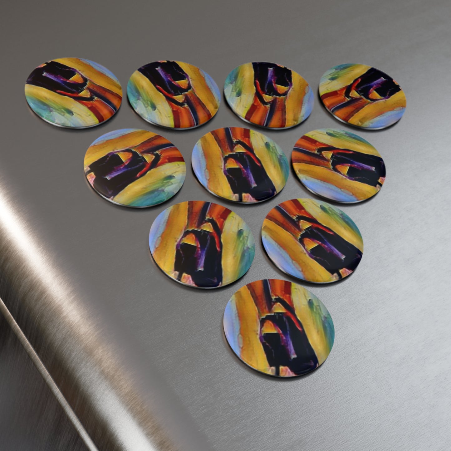 Button Magnet, Round (1 & 10 pcs) ... I'll Walk 'A-Hundred-Miles' In Stilettos ... Original Works ... June 2023. Central Idaho, USA ...