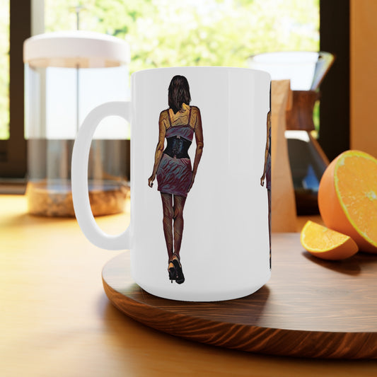 White Ceramic Mug, 11oz and 15oz ...  I'll Walk 'A-Hundred-Miles' In Stilettos ... Original Works ... June 2023. Central Idaho, USA ...