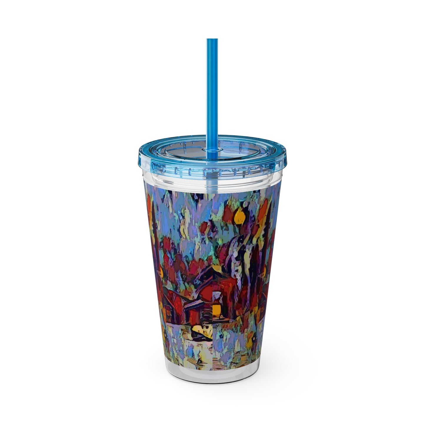 Sunsplash Tumbler with Straw, 16oz ... A Very Abstract "Mountain Winter Scene" ... Original Works. Copyright Phot's Photo_LODA: Les Objets D'Art. December 2023 ...