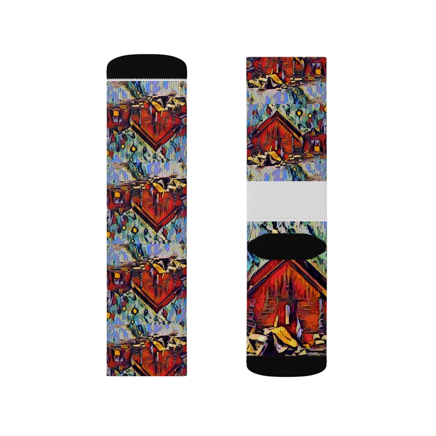 Sublimation Socks ... A Very Abstract "Mountain Winter Scene" ... Original Works. Copyright Phot's Photo_LODA: Les Objets D'Art. December 2023 ...