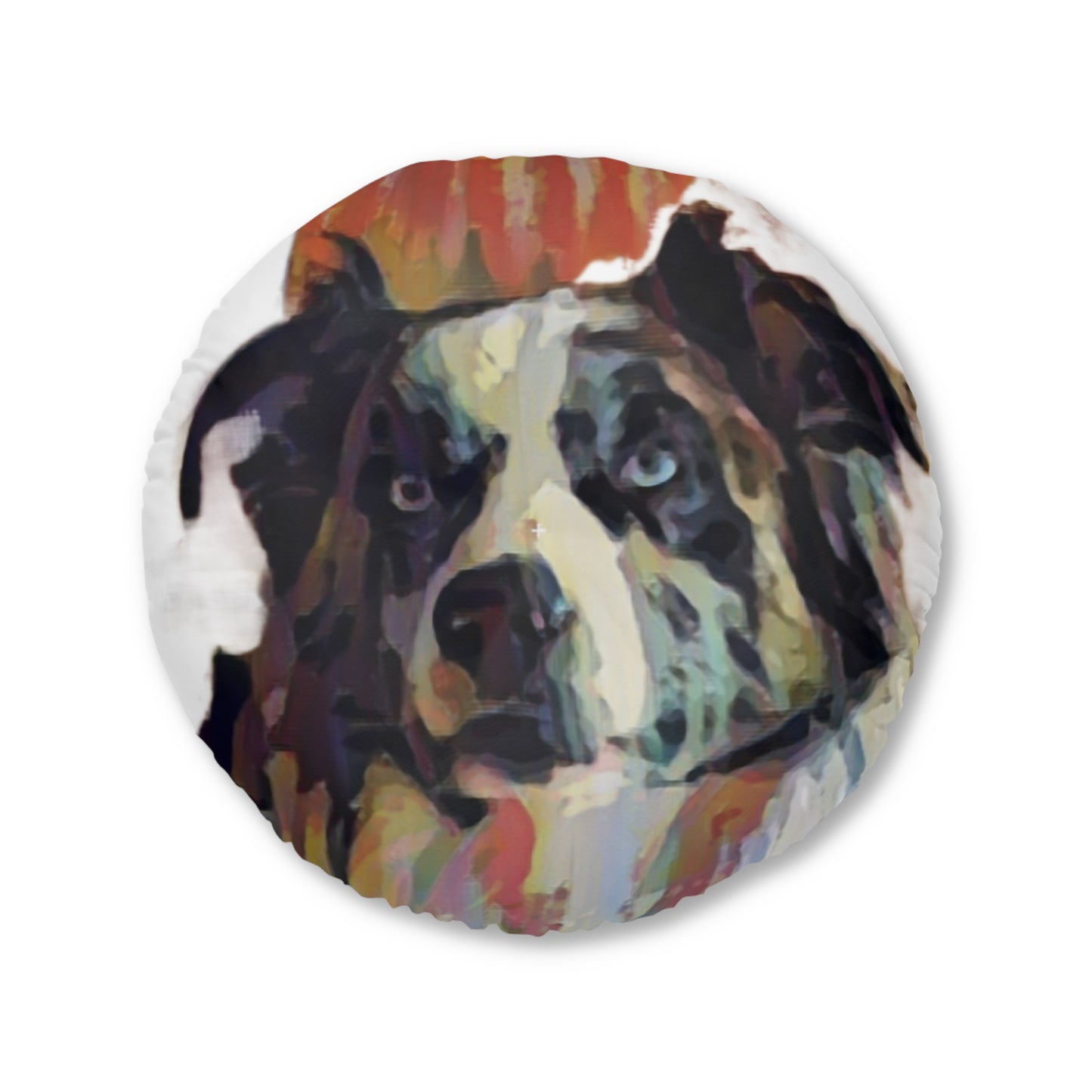 Tufted Floor Pillow, Round ... Ozzy-Hippensteel ... "Don't Cry Now ... Dry-Your-Eyes ... On-The-Wind". Original Works. May 2023.