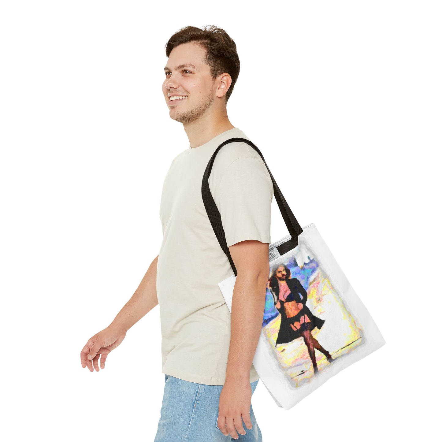 Tote Bag (AOP) ... The Low Spark of High_HEELED_Boys ... 'Garterbelt & Bra Inclusive!' ... Original Works ...