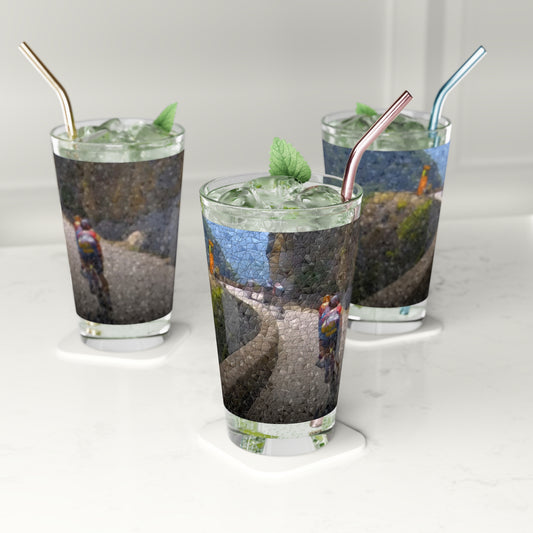 Pint Glass, 16oz ... TDF: Tour-de-France: Stage_2 ... En-Italia ... (Italian-Alps)... Col-de-Turini ... Original Works ... July 2024 ...