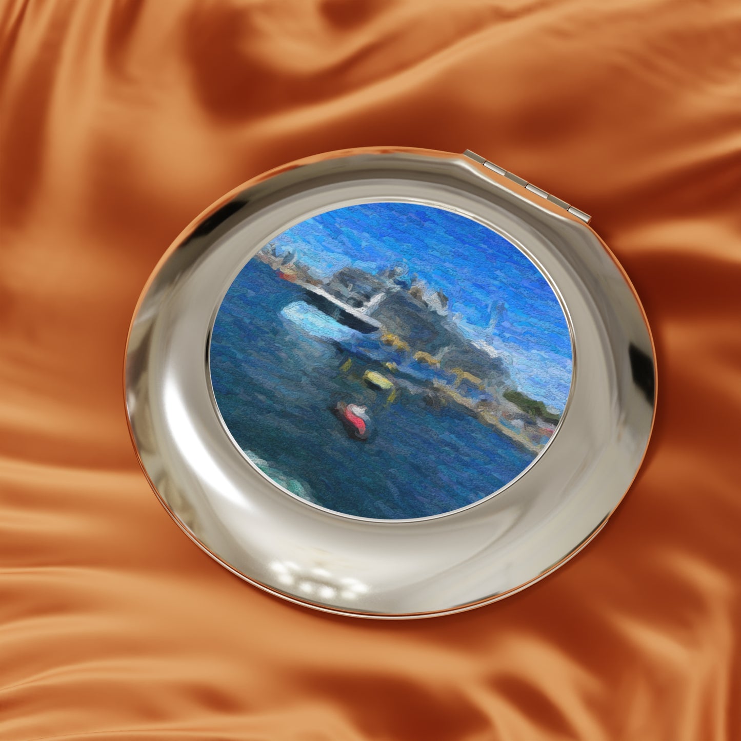 Compact Travel Mirror ... Into Vancouver Harbor We Arrive: Celebrity Edge-Cruise ... Vancouver, British Columbia ... June 2024 ... Original Works