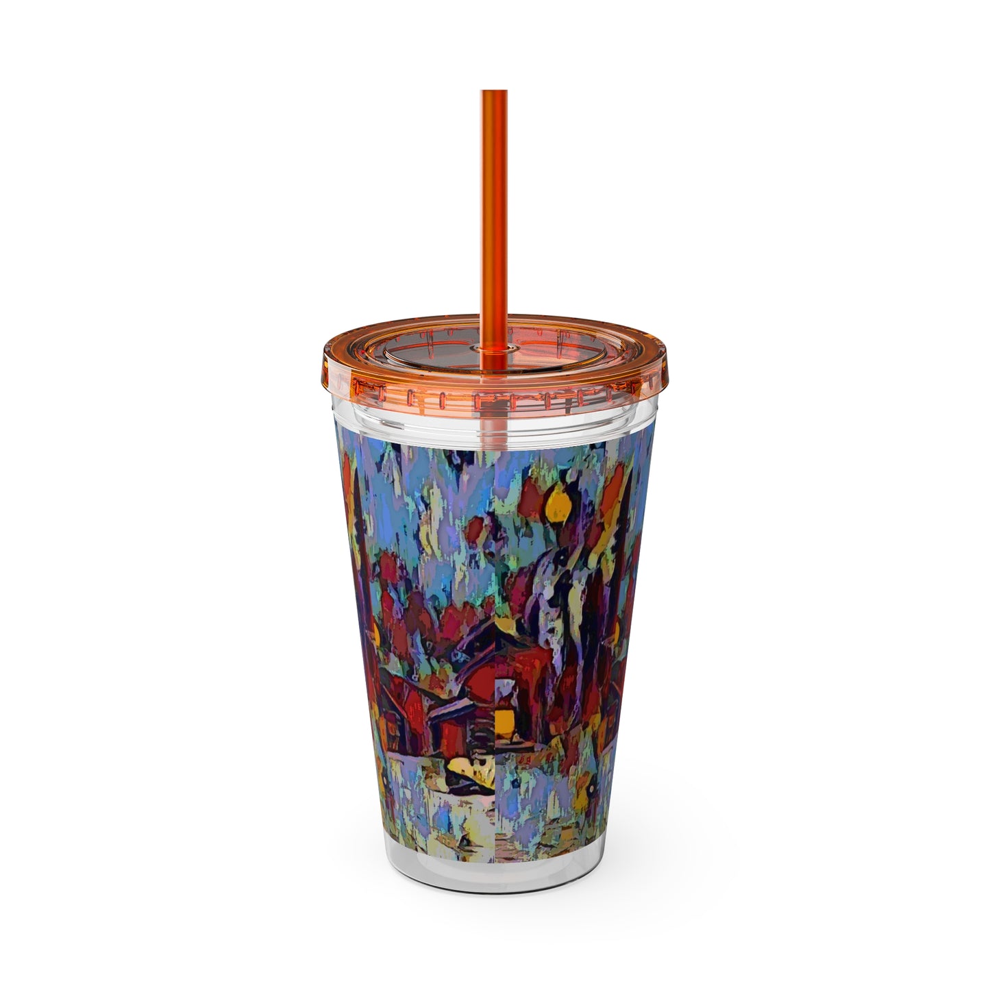 Sunsplash Tumbler with Straw, 16oz ... A Very Abstract "Mountain Winter Scene" ... Original Works. Copyright Phot's Photo_LODA: Les Objets D'Art. December 2023 ...