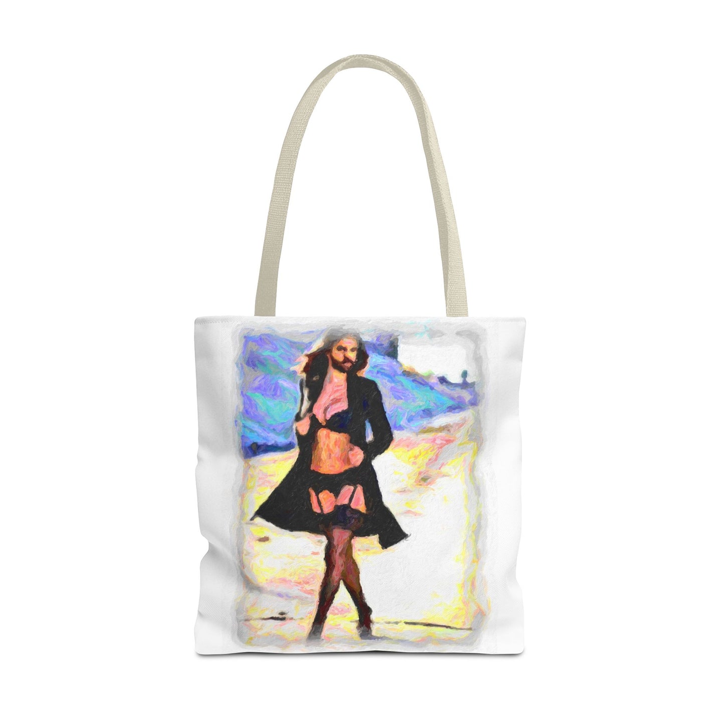Tote Bag (AOP) ... The Low Spark of High_HEELED_Boys ... 'Garterbelt & Bra Inclusive!' ... Original Works ...