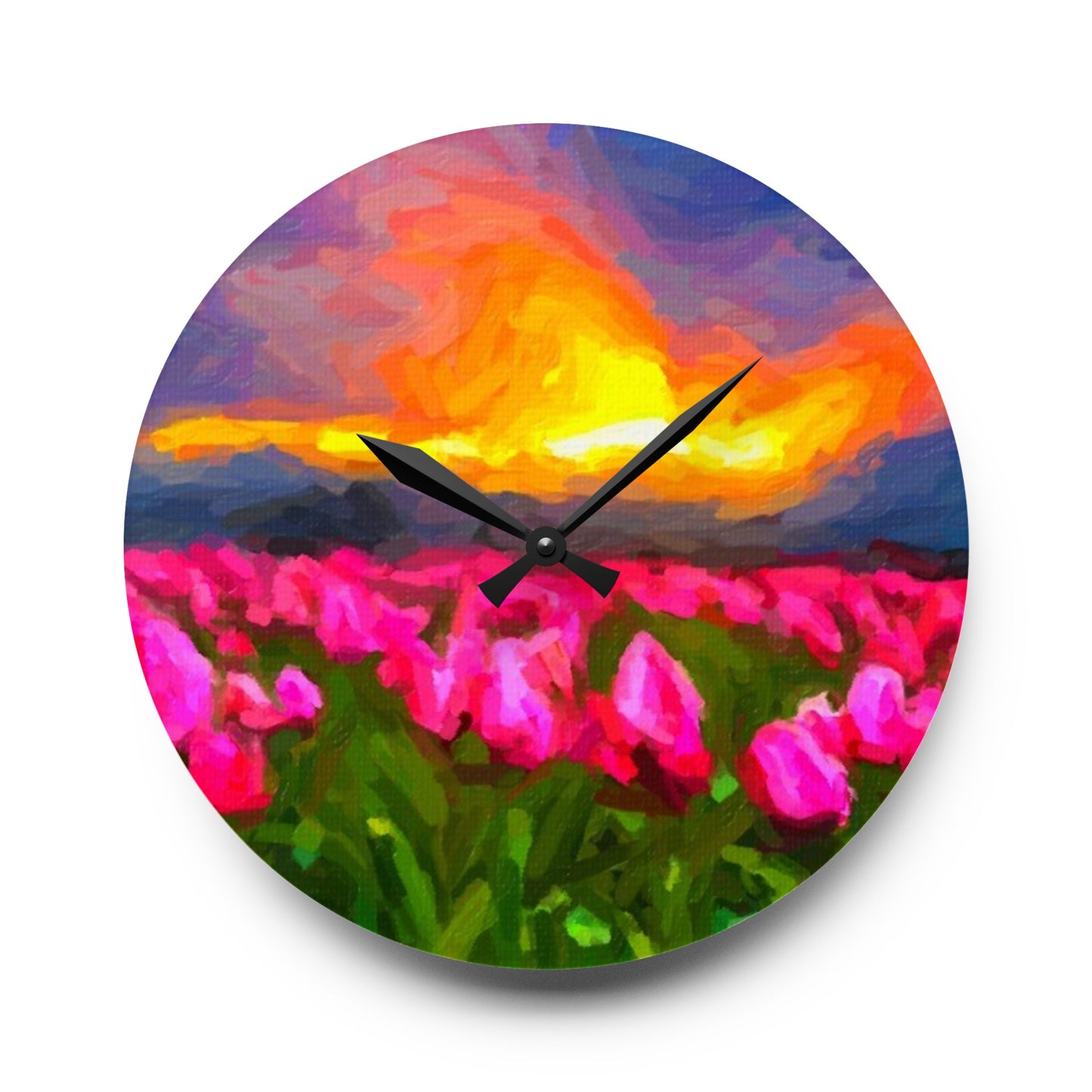 Acrylic Wall Clock ... Skagit Valley Tulips ... Skagit Valley, Washington ... Family Archives ... Original Works ... Circa 1980's ...