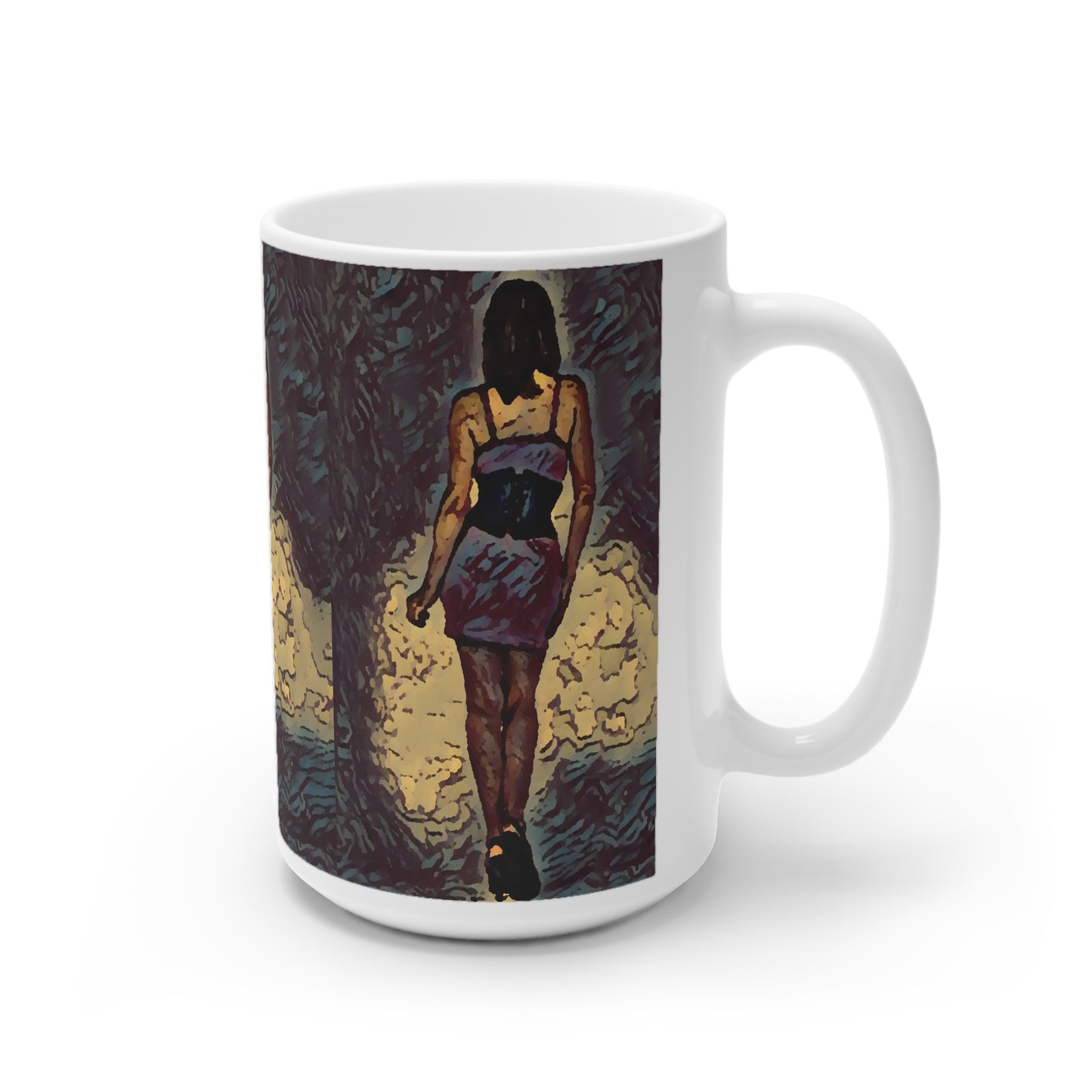 White Ceramic Mug, 11oz and 15oz ...  I'll Walk 'A-Hundred-Miles' In Stilettos ... Original Works ... June 2023. Central Idaho, USA ...