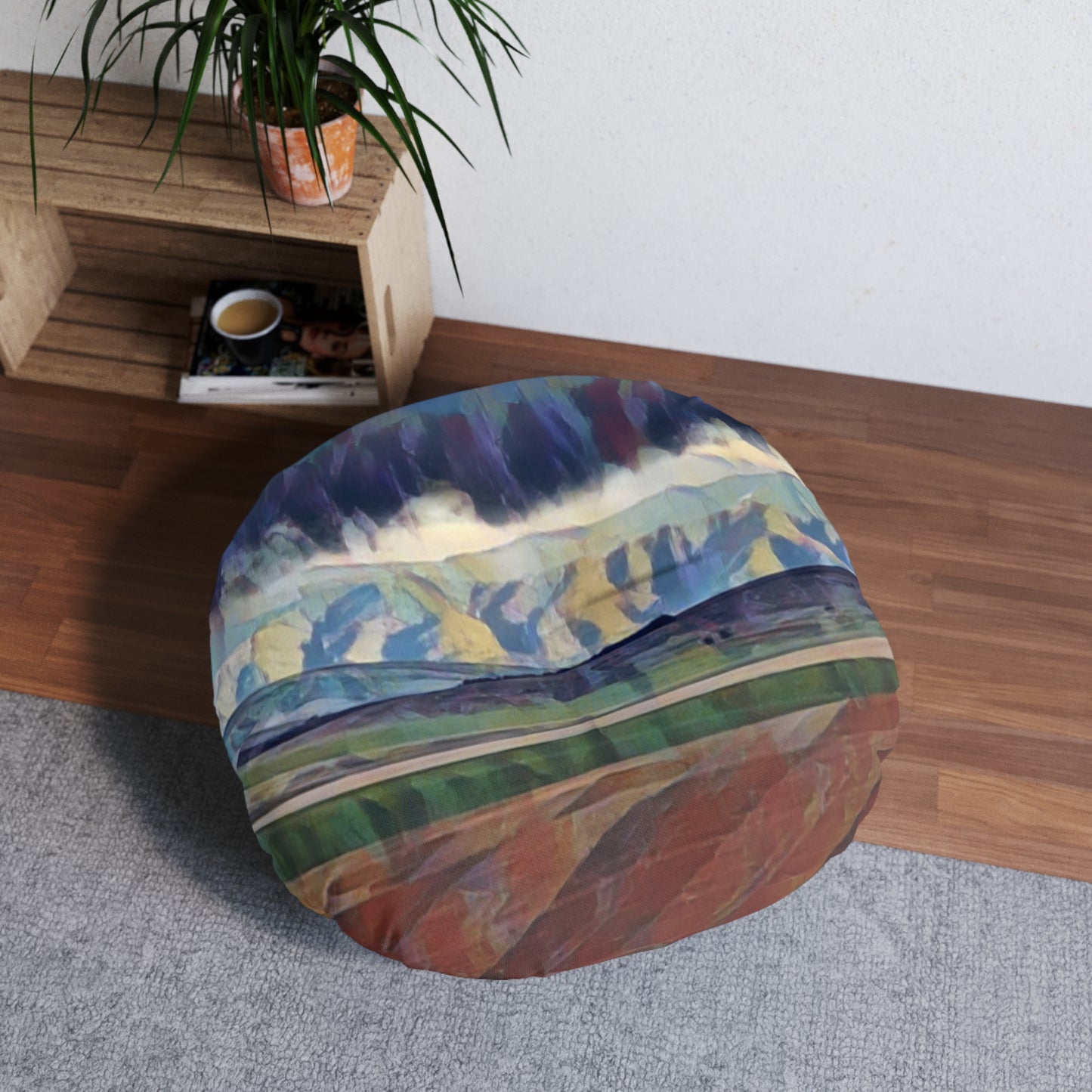 Tufted Floor Pillow, Round ... On-The-Prairie .. "The Storm Is Brewing" ... Central Idaho: November 2023 ... Original Works  ...
