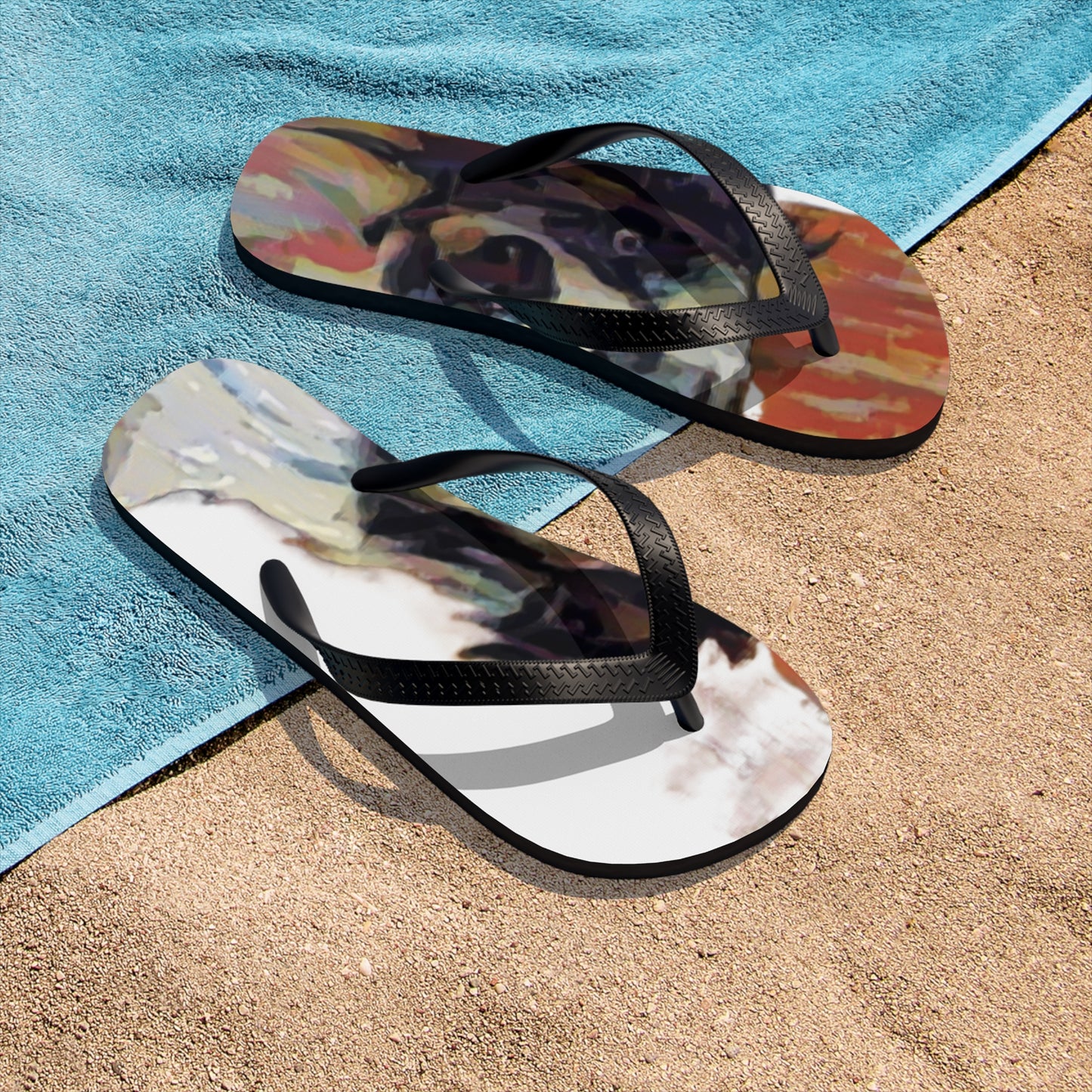 Unisex Flip-Flops ... Ozzy-Hippensteel ... "Don't Cry Now ... Dry-Your_Eyes ... On The Wind". Oriignal Works. May 2023.