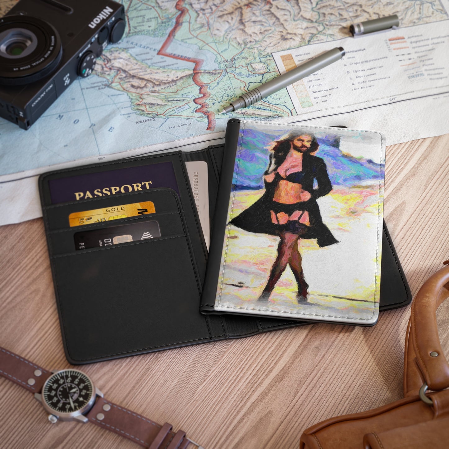 Passport Cover ... The Low Spark of High_HEELED_Boys ... 'Garterbelt & Bra Inclusive!' ... Original Works ...