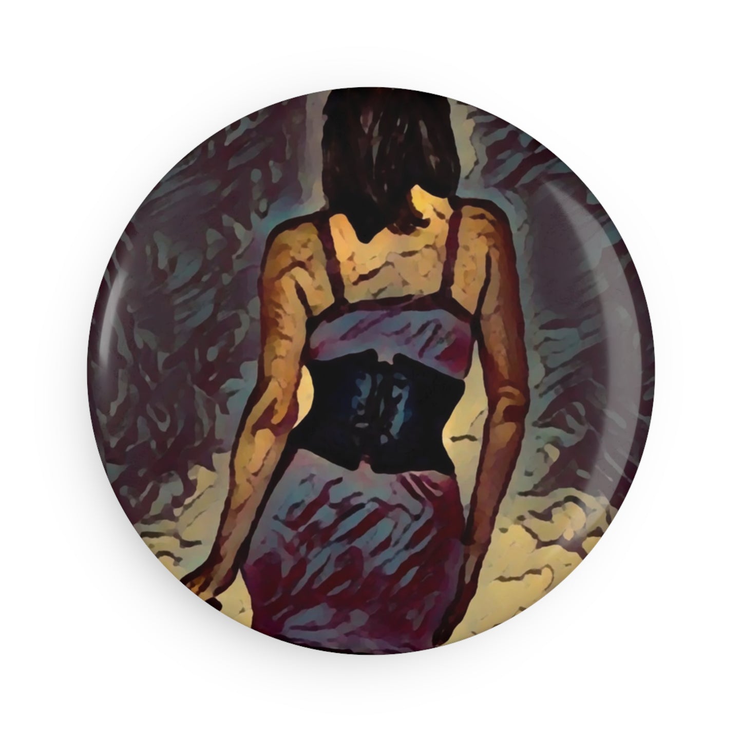 Button Magnet, Round (1 & 10 pcs) ... I'll Walk 'A-Hundred-Miles' In Stilettos ... Original Works ... June 2023. Central Idaho, USA ...
